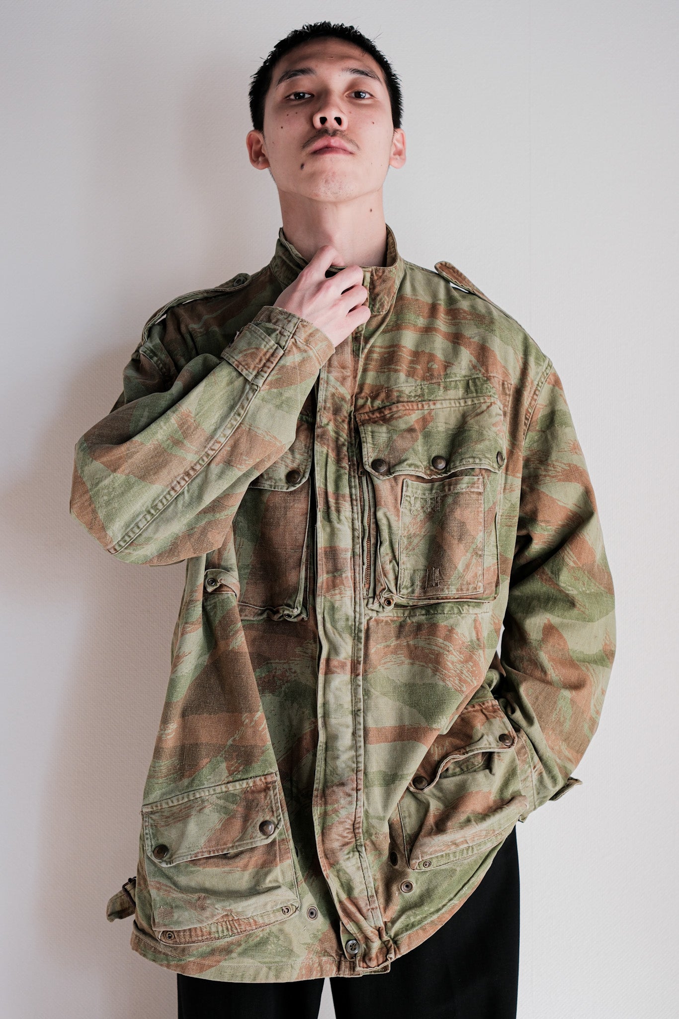 【~50's】French Army TAP47/53 Lizard Camouflage Paratrooper Jacket Size.46