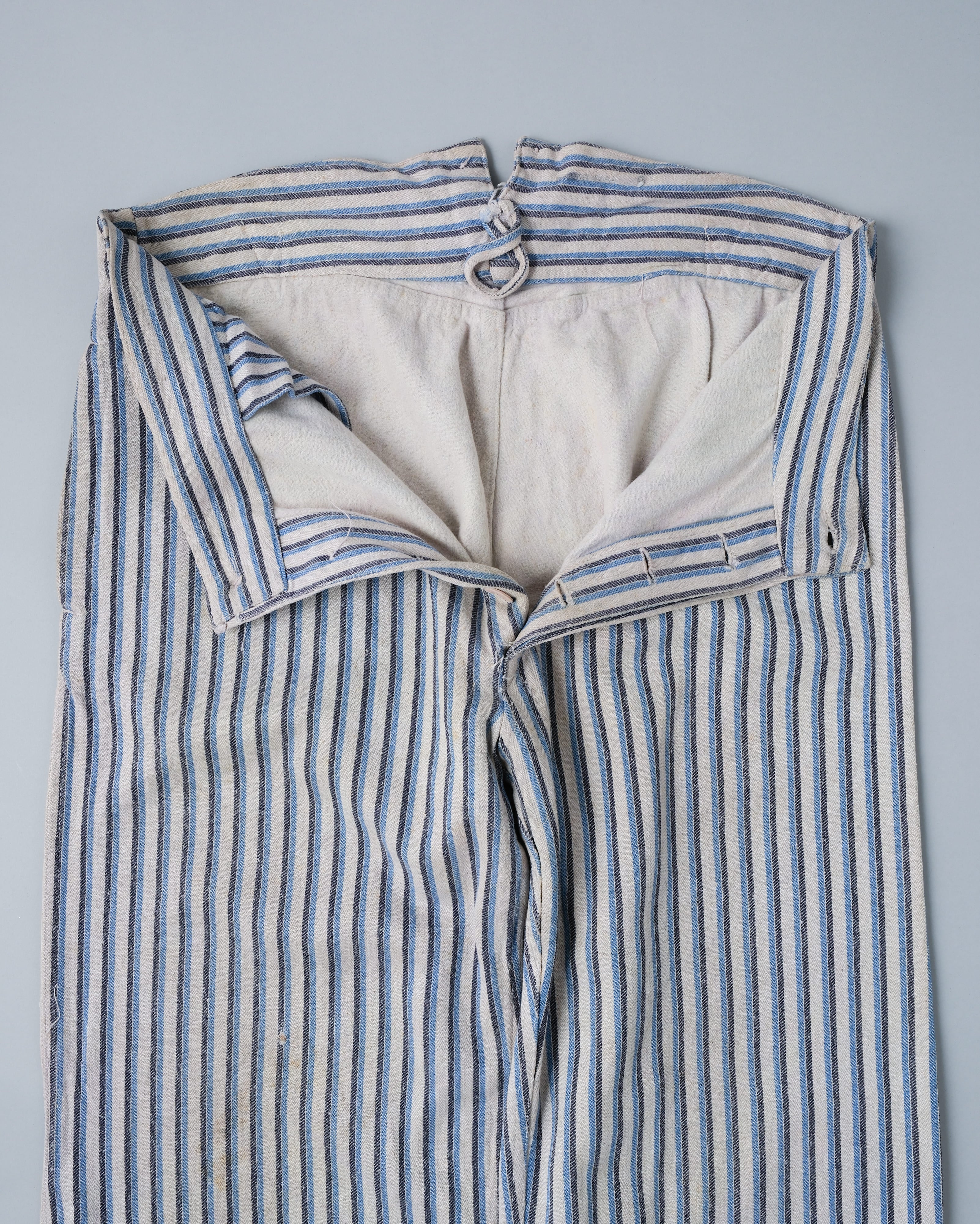 【~40's】WWⅡ German Army Drillich HBT Cotton Linen Striped Hospital Trousers "Wehrmacht"