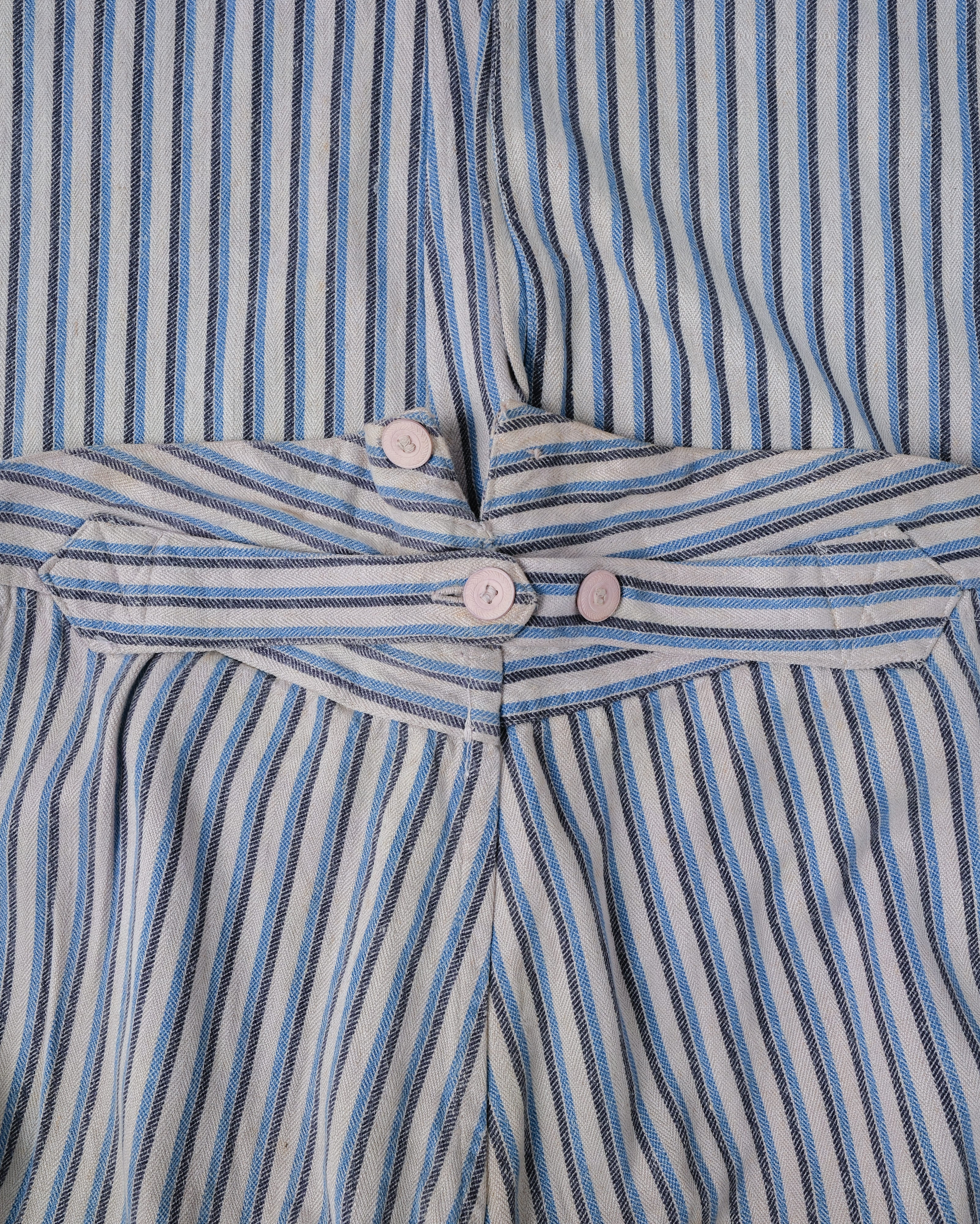 【~40's】WWⅡ German Army Drillich HBT Cotton Linen Striped Hospital Trousers "Wehrmacht"