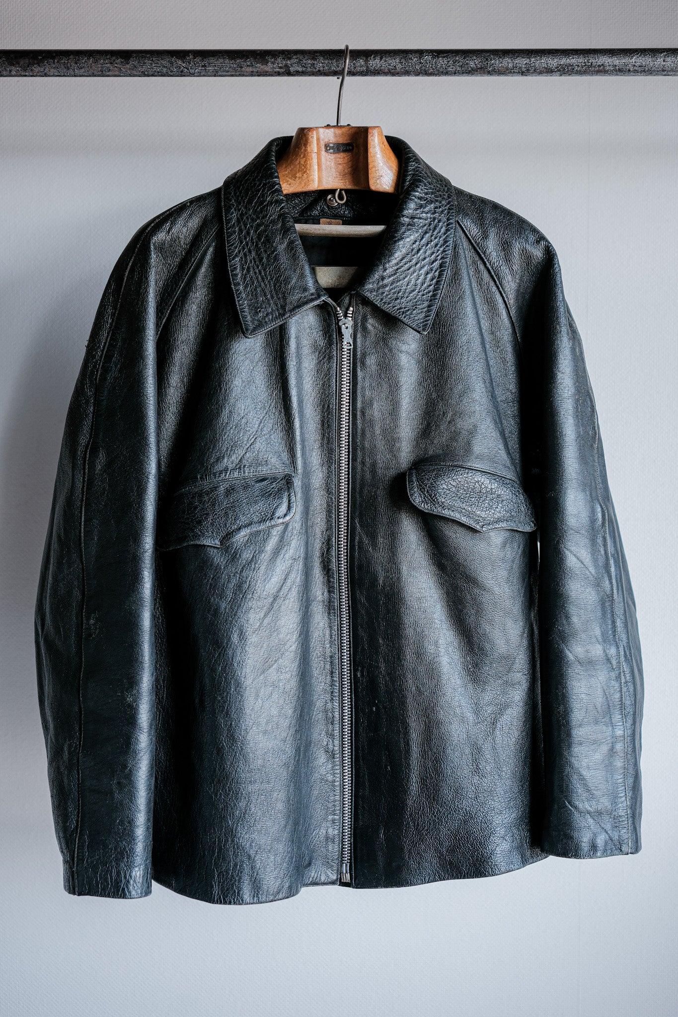 [~ 60's] Italian Army Motorcycle Leather Jacket