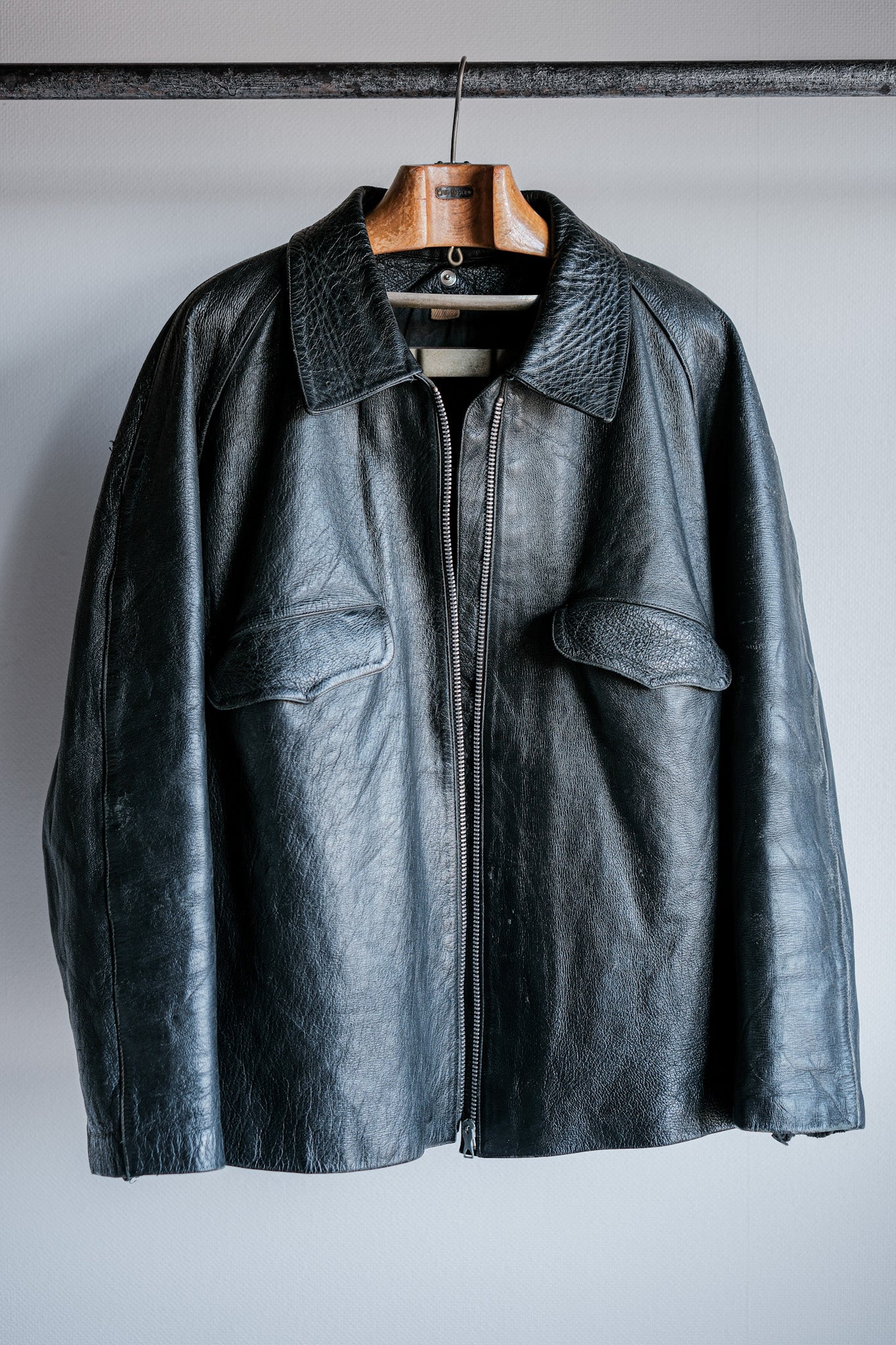 [~ 60's] Italian Army Motorcycle Leather Jacket