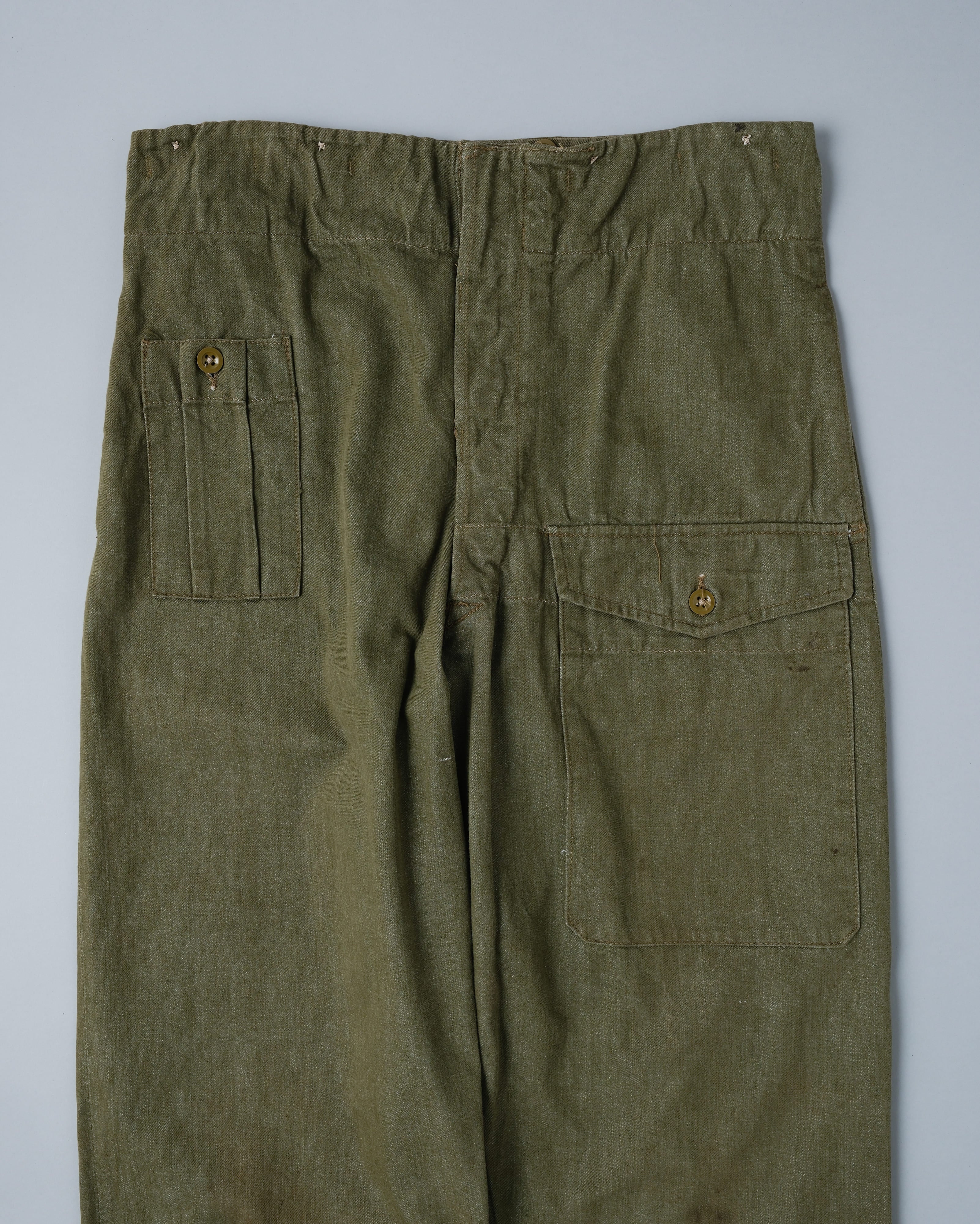 【~50's】British Army Overalls Green Denim Trousers Size.9