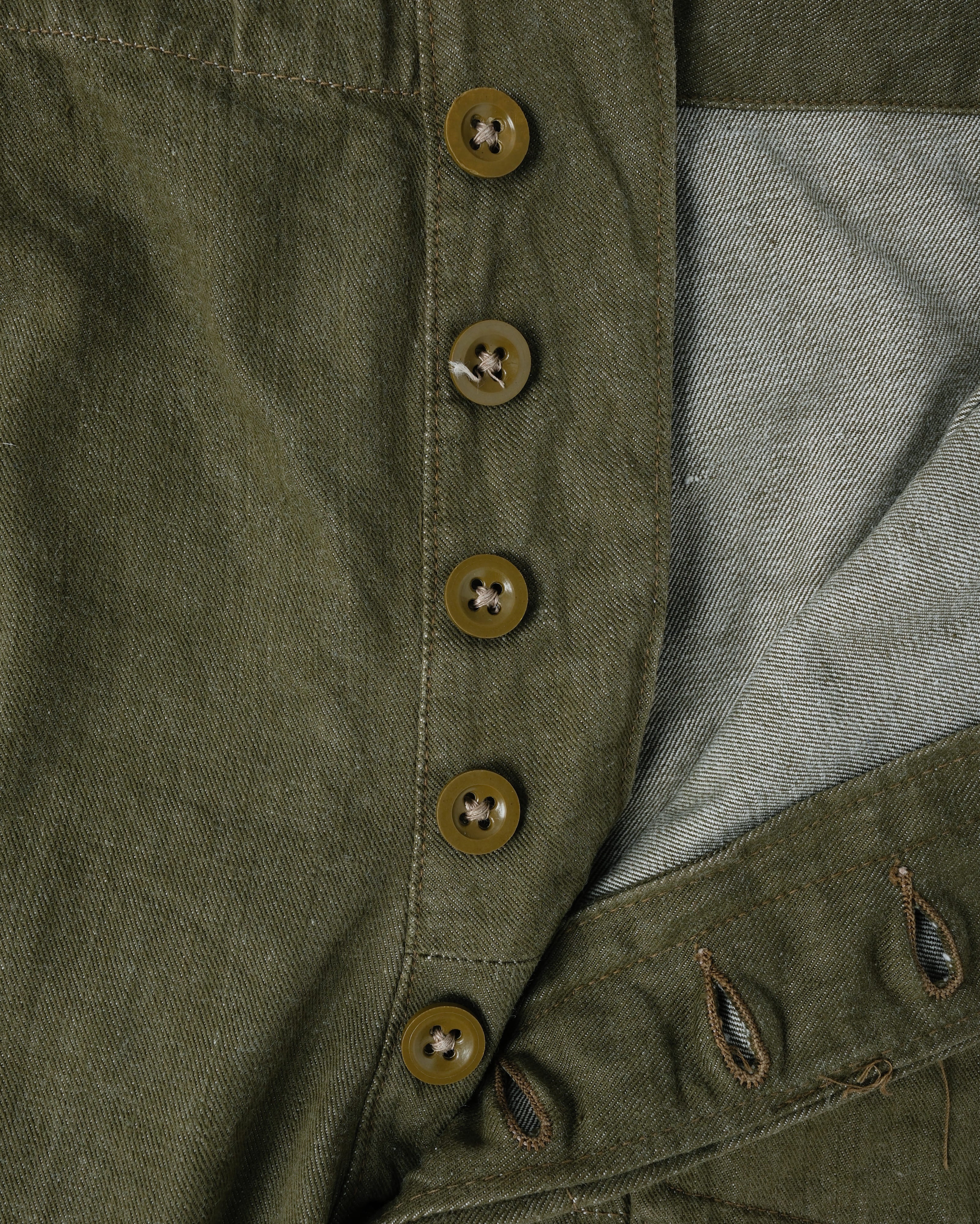 【~50's】British Army Overalls Green Denim Trousers Size.9