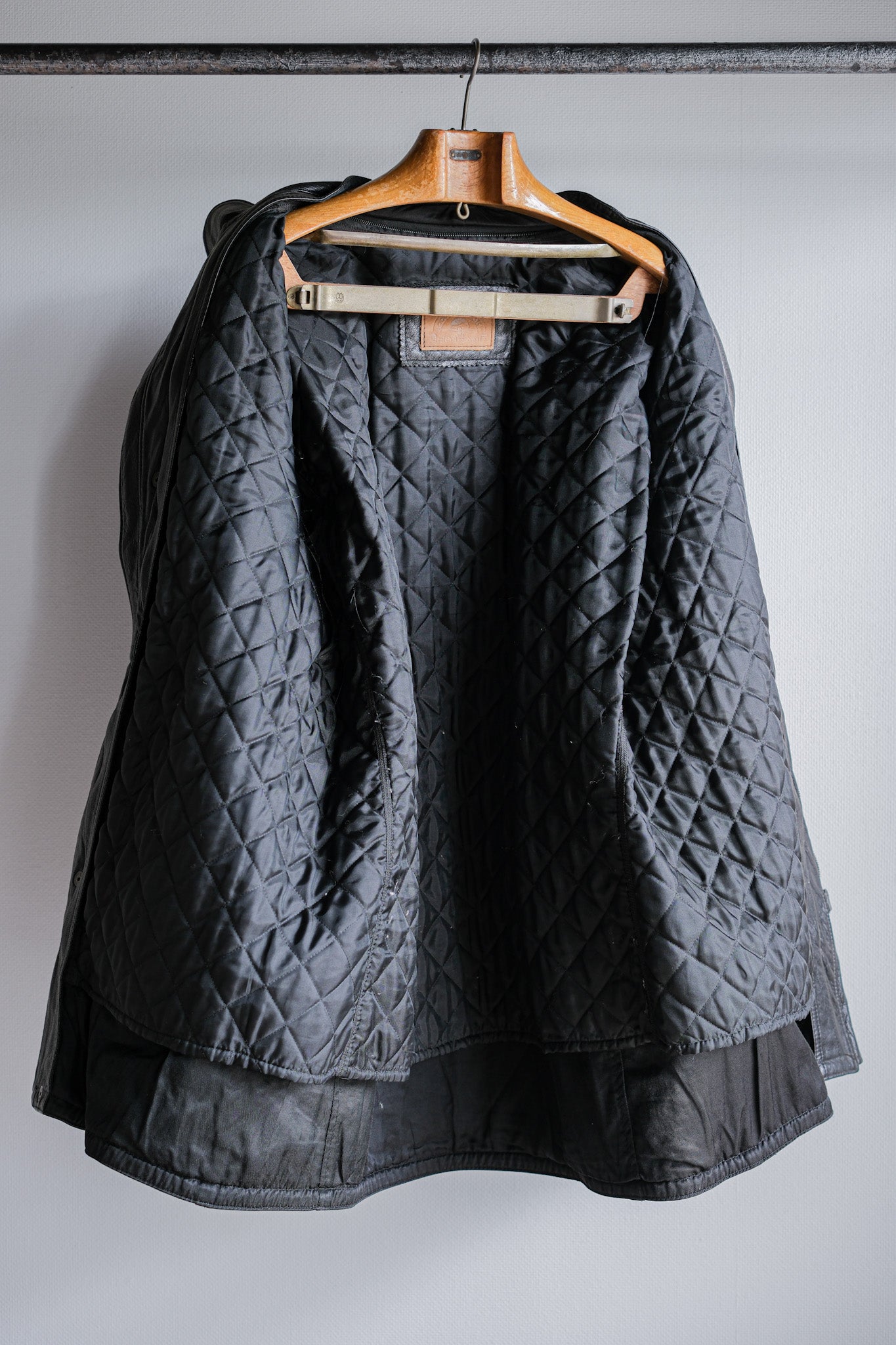 ［~80's］Old Renoma Paris Black Leather Detachable Sleeve Multi Pocket Jacket With Liner Size.XXL