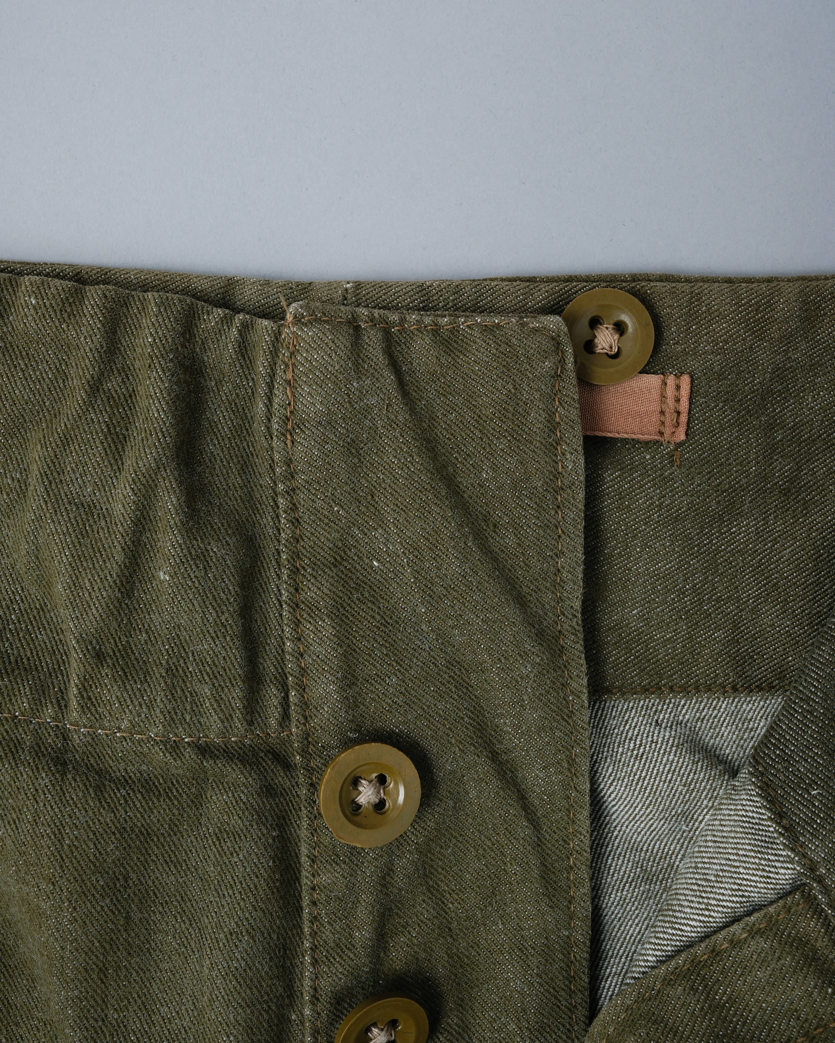 【~50's】British Army Overalls Green Denim Trousers Size.9