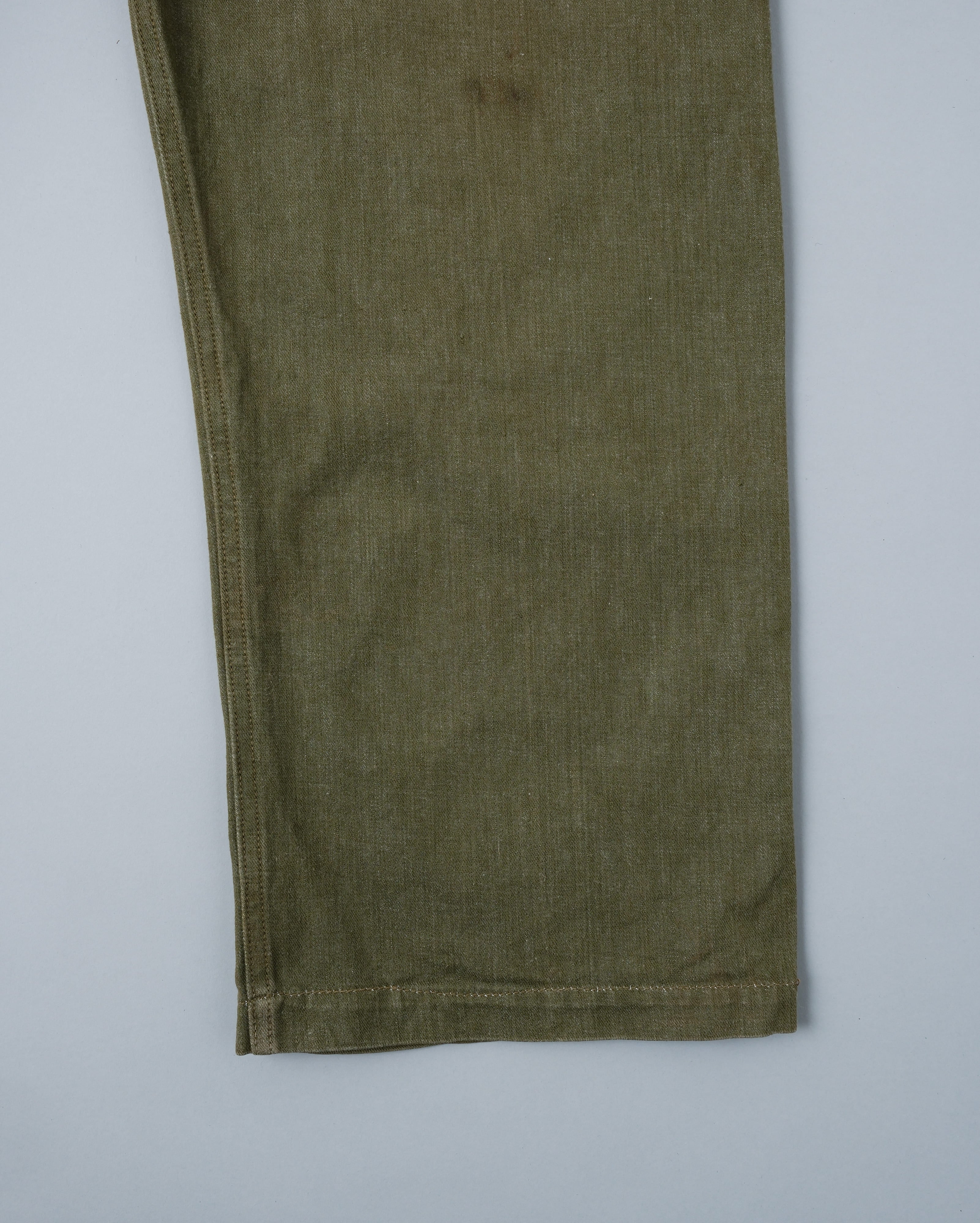 【~50's】British Army Overalls Green Denim Trousers Size.9