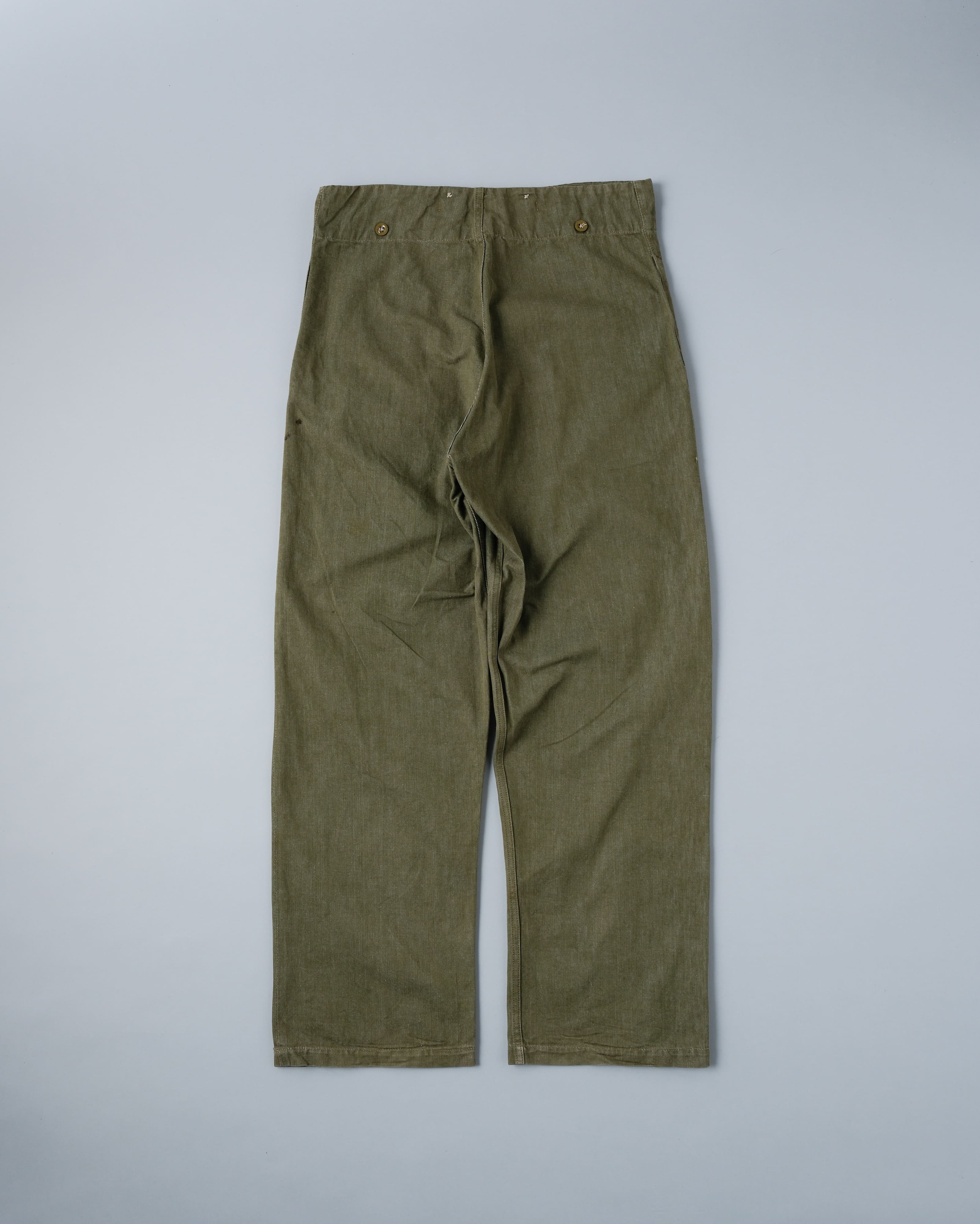 【~50's】British Army Overalls Green Denim Trousers Size.9