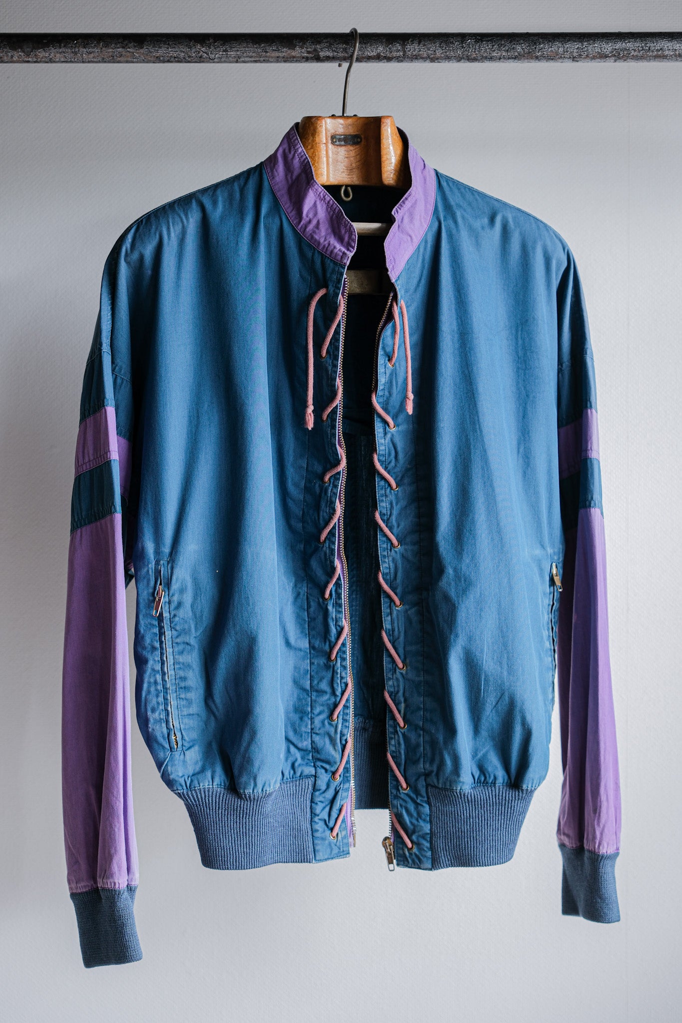 [~ 80's] OLD GIORGIO ARMANI 2 Tone Zip Up Cotton Blouson