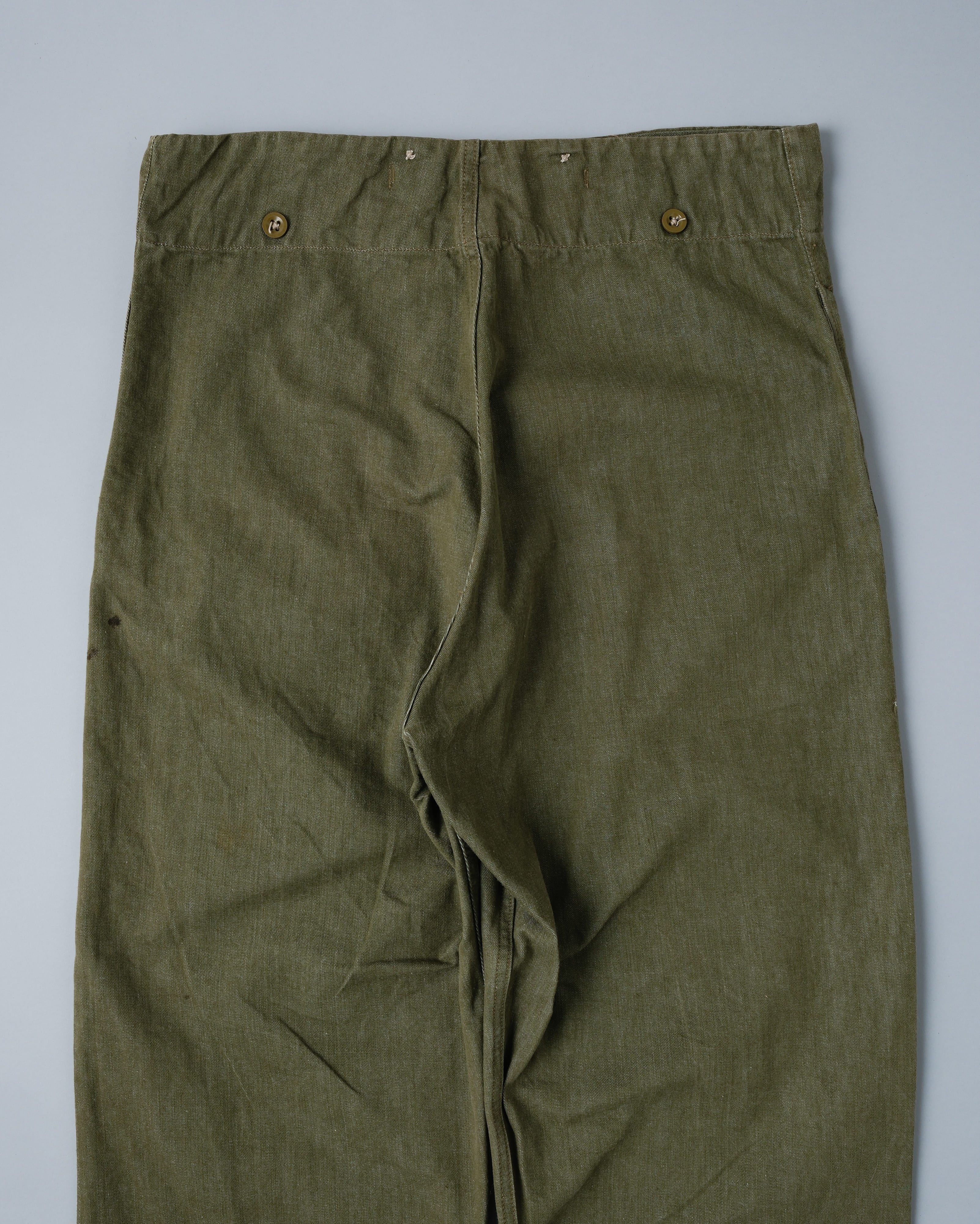 【~50's】British Army Overalls Green Denim Trousers Size.9