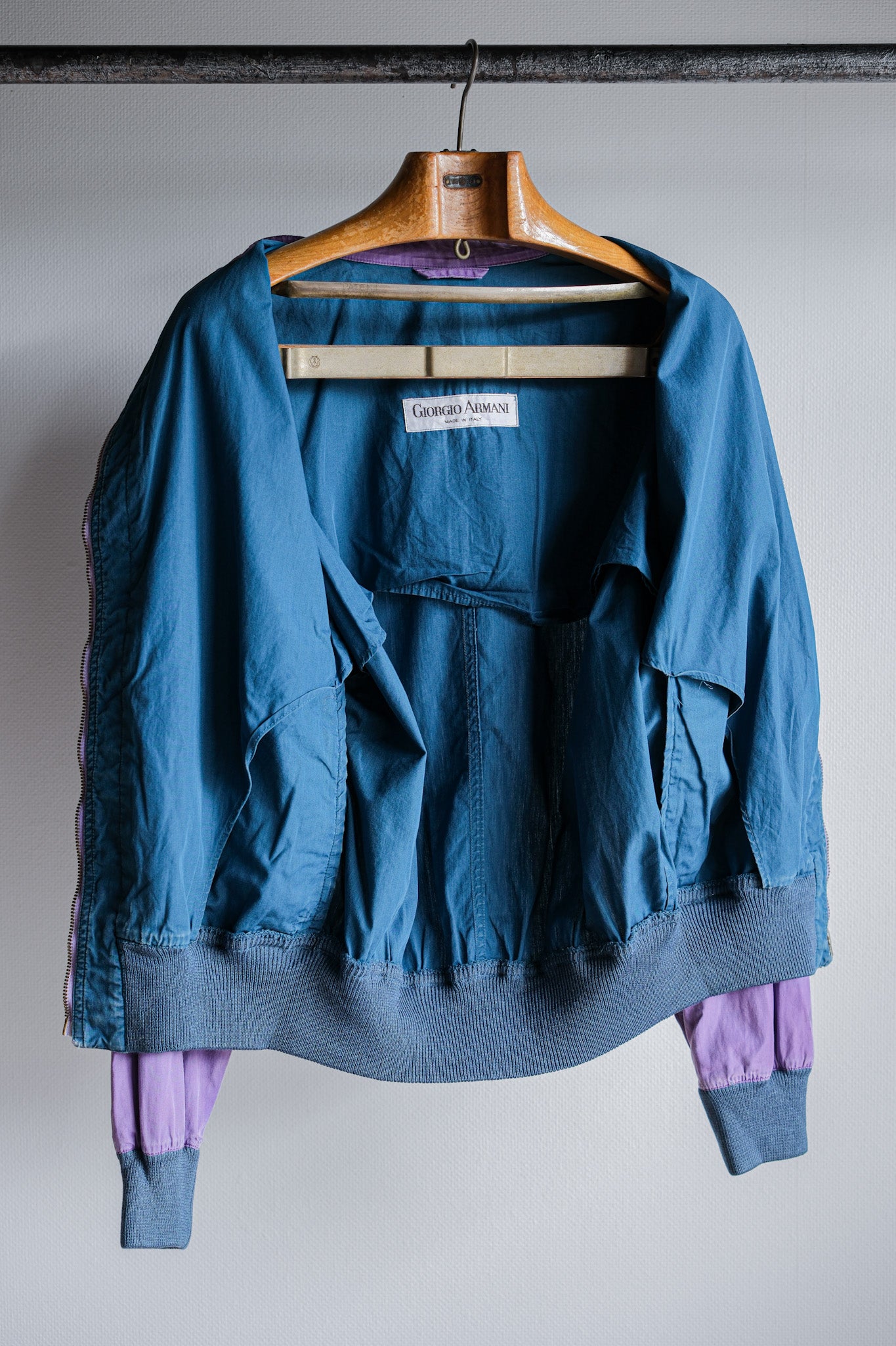 ［~80's］Old GIORGIO ARMANI 2 Tone Zip Up Cotton Blouson