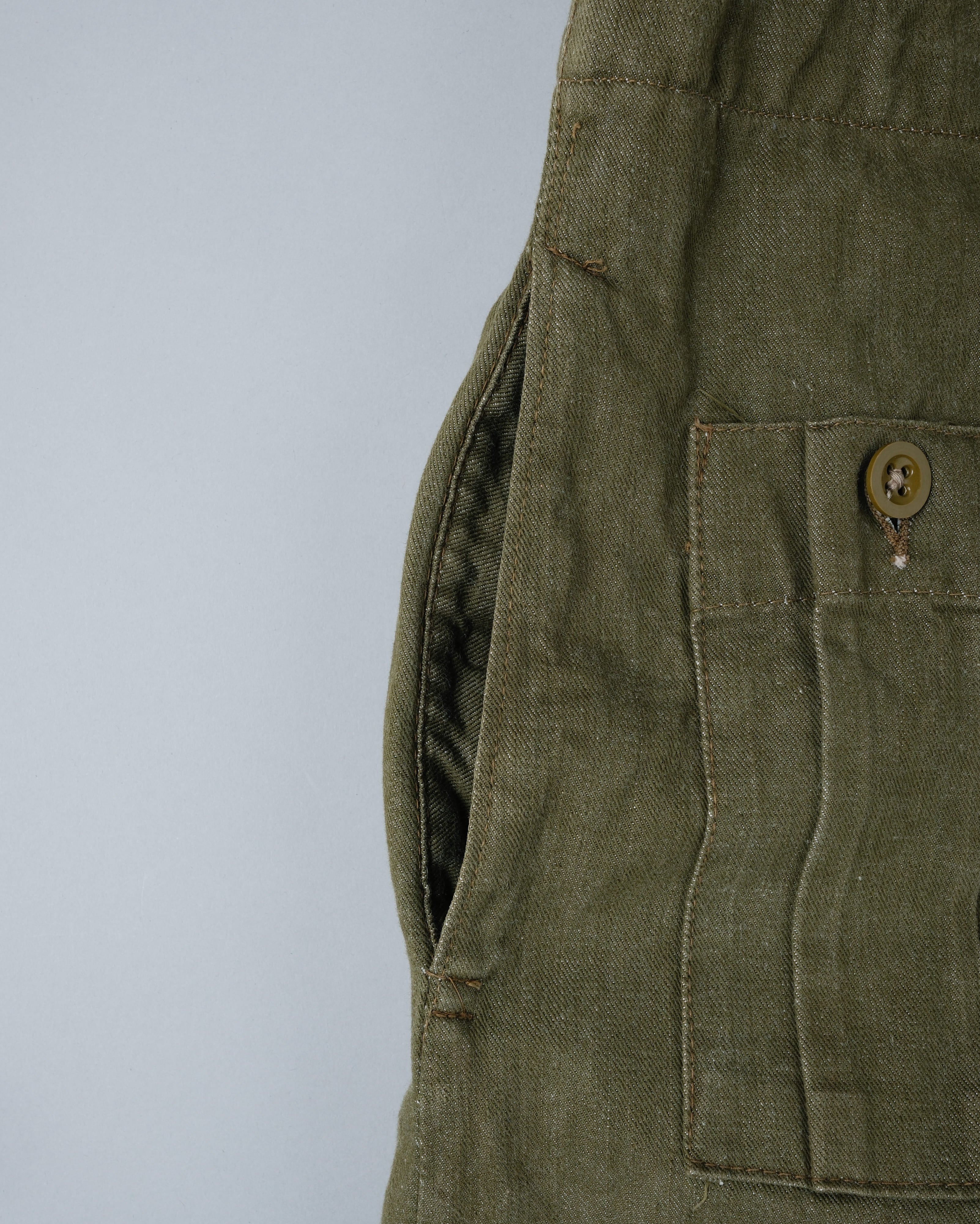 【~50's】British Army Overalls Green Denim Trousers Size.9