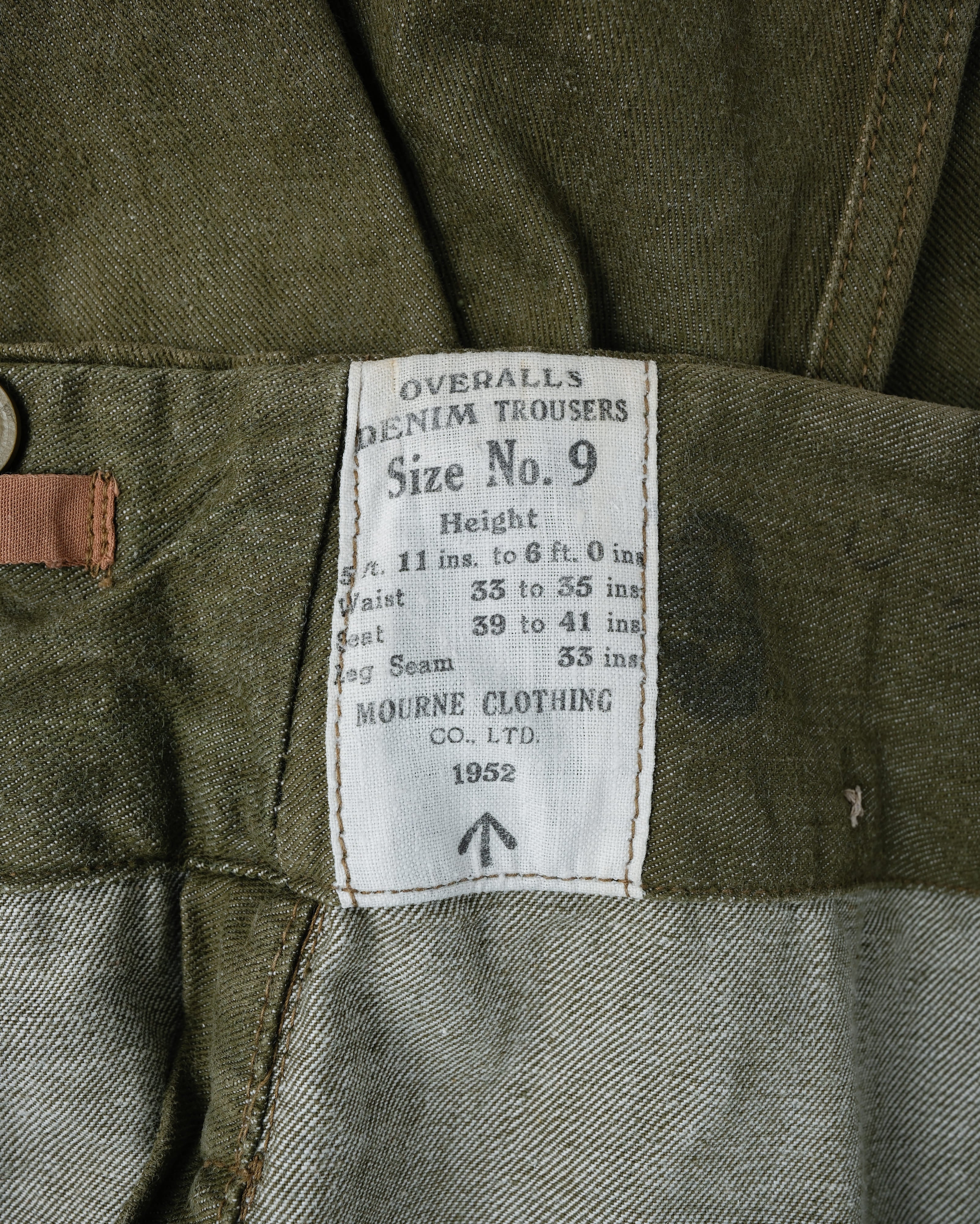 [~50's] British Army Overalls Green Denim Trousers Size.9