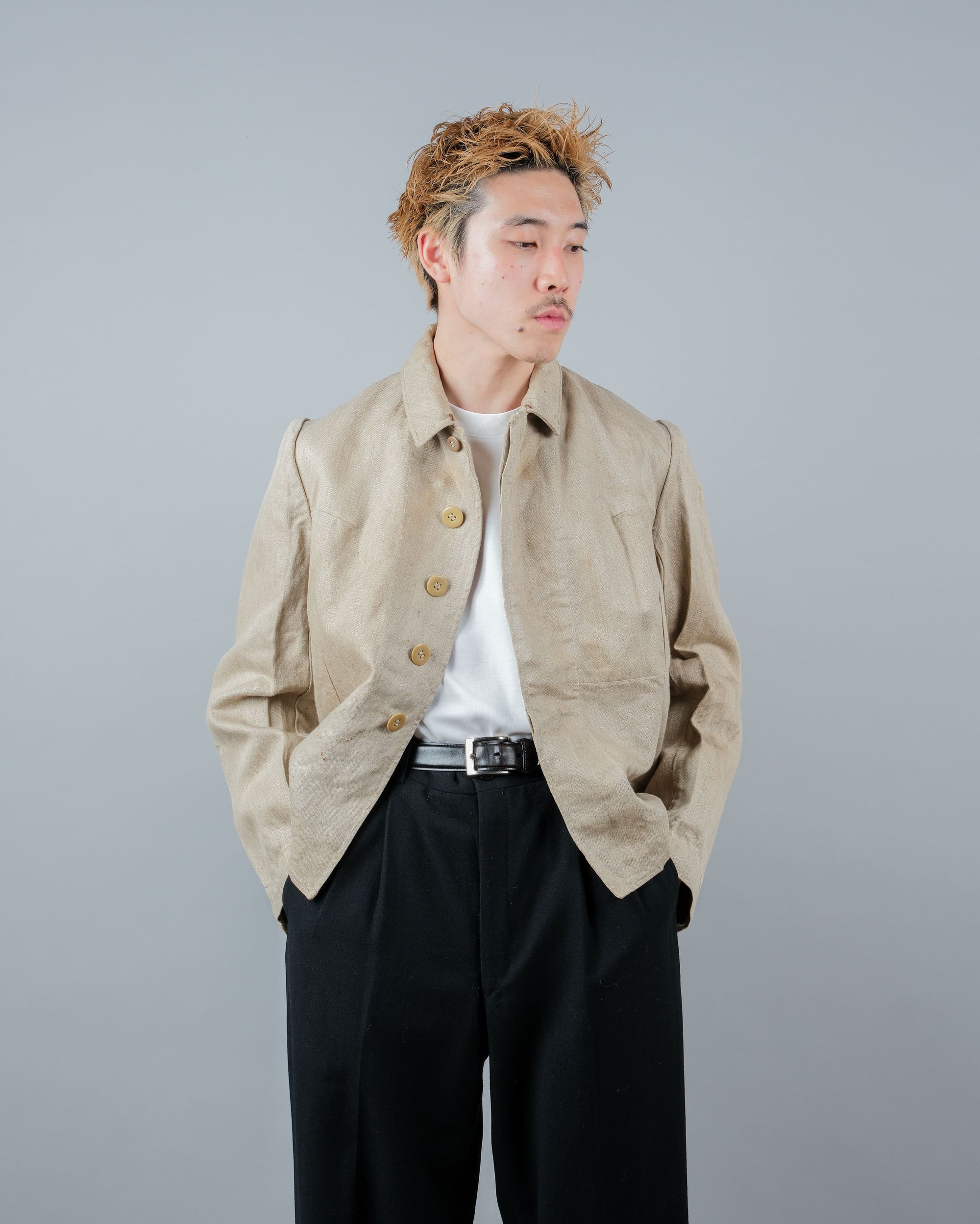 ［~40's］WWII German Air Force Drillich HBT Linen Work Jacket "Luftwaffe" "Dead Stock"