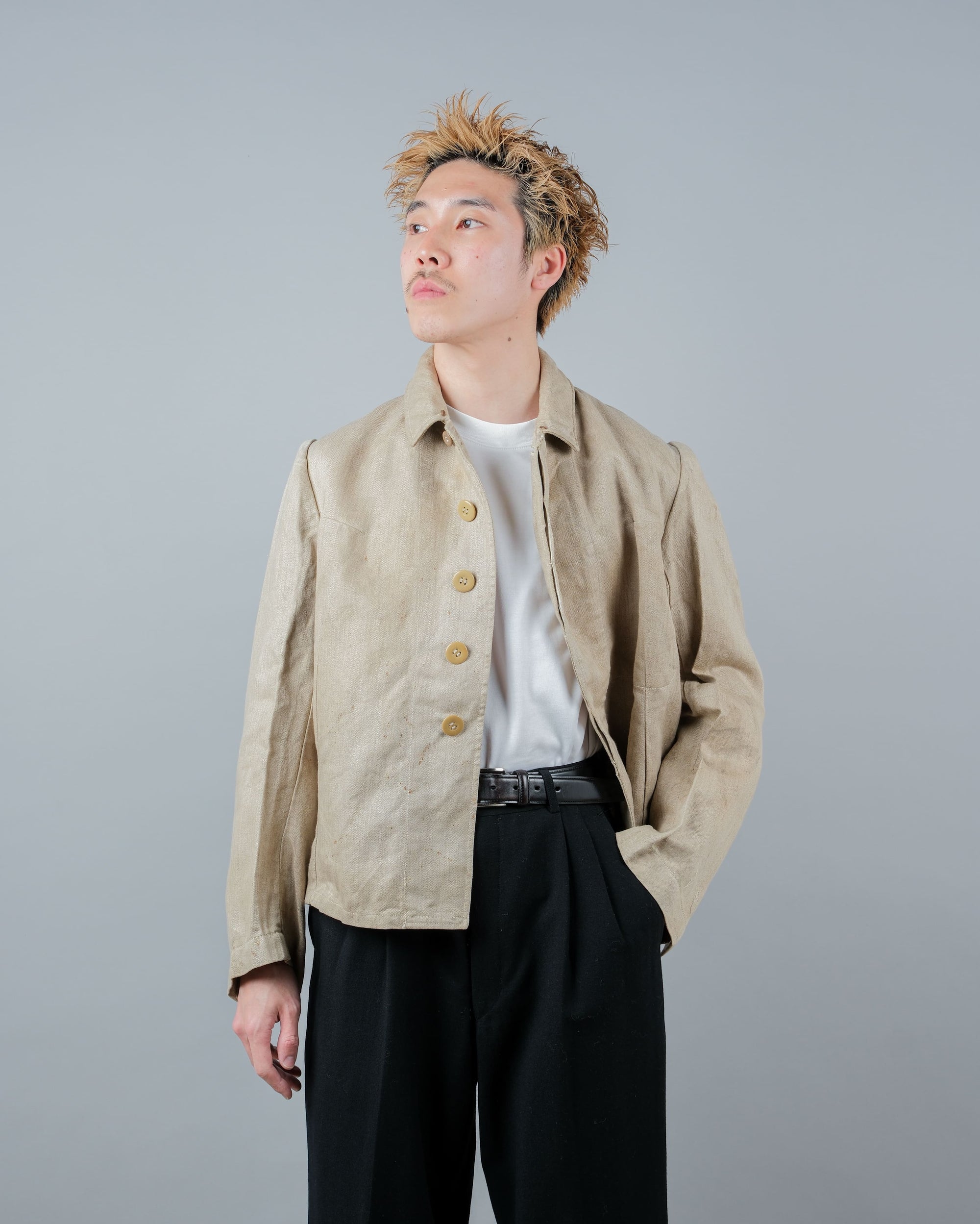 ［~40's］WWII German Air Force Drillich HBT Linen Work Jacket "Luftwaffe" "Dead Stock"