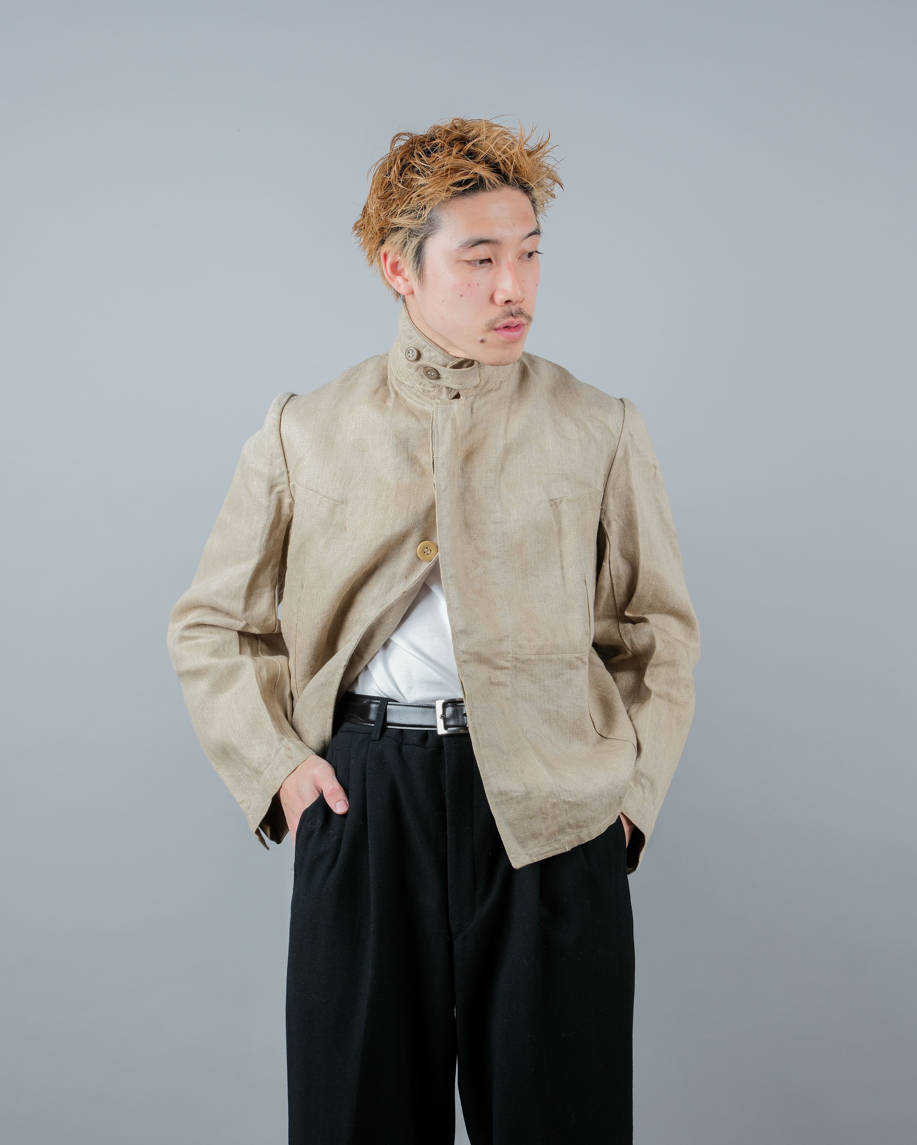 【~40's】WWII German Air Force Drillich HBT Linen Work Jacket "Luftwaffe" "Dead Stock"