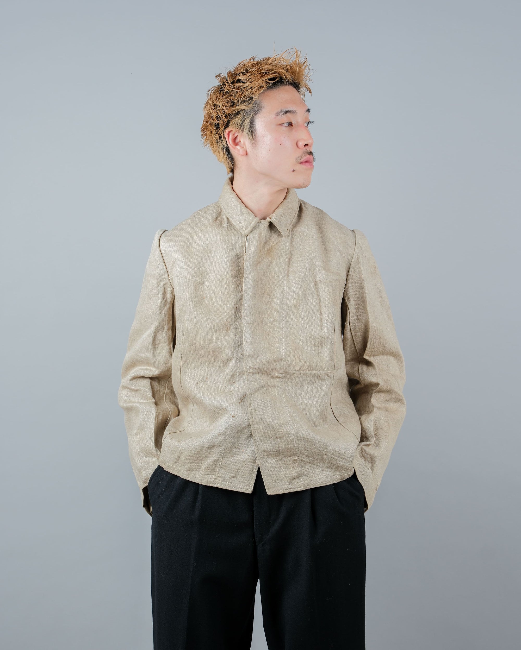 ［~40's］WWII German Air Force Drillich HBT Linen Work Jacket "Luftwaffe" "Dead Stock"