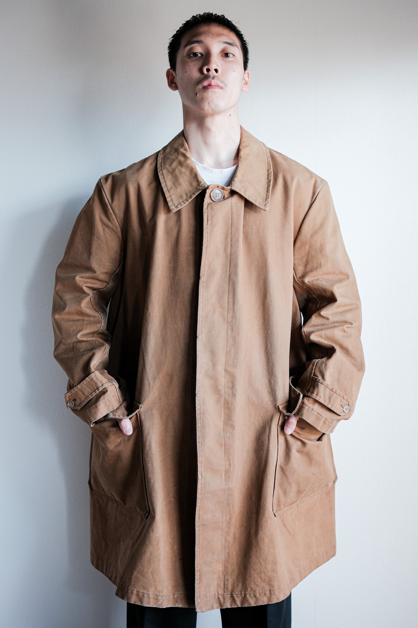 ［~40's］French Vintage Cotton Linen Canvas Work Half Coat