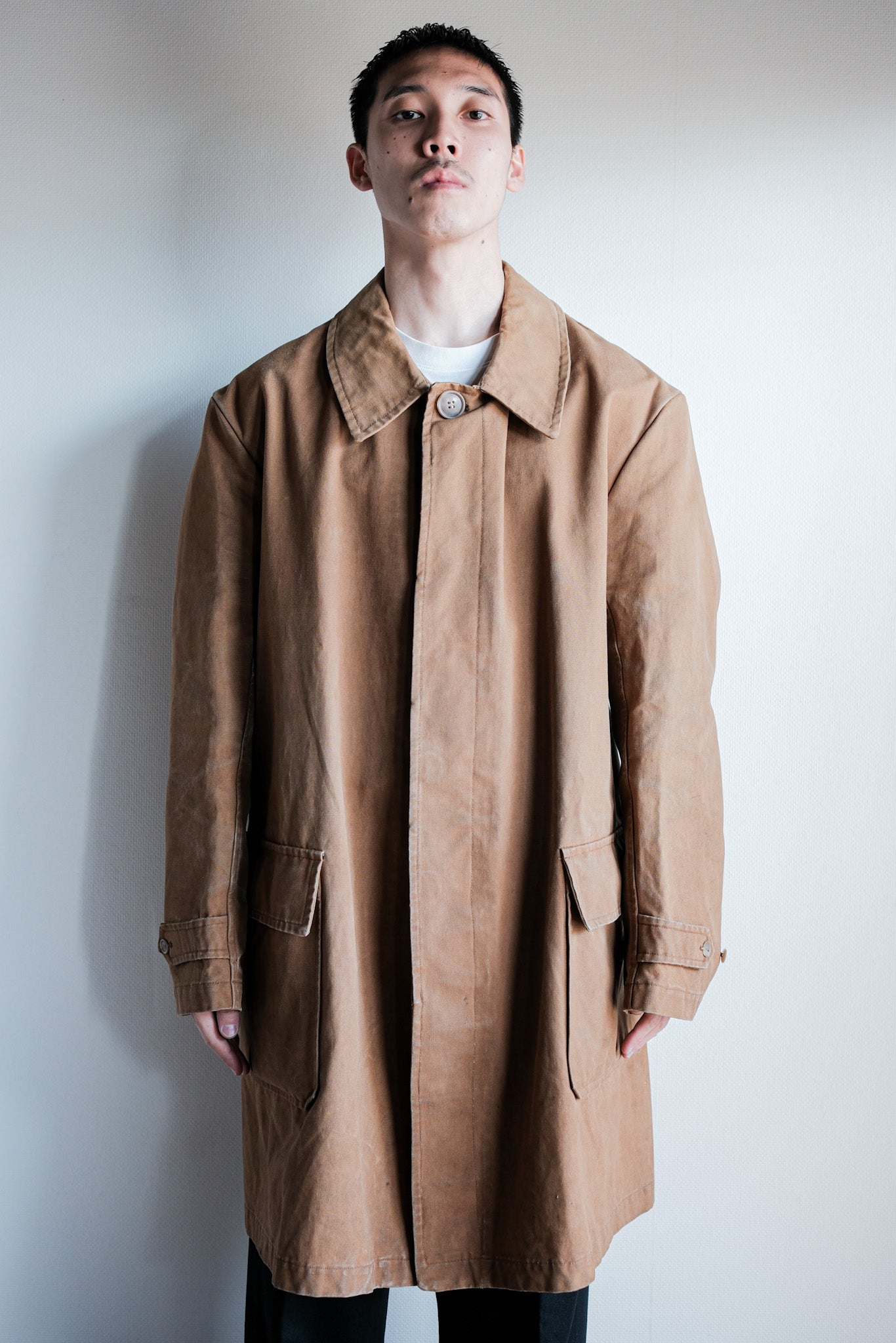 ［~40's］French Vintage Cotton Linen Canvas Work Half Coat