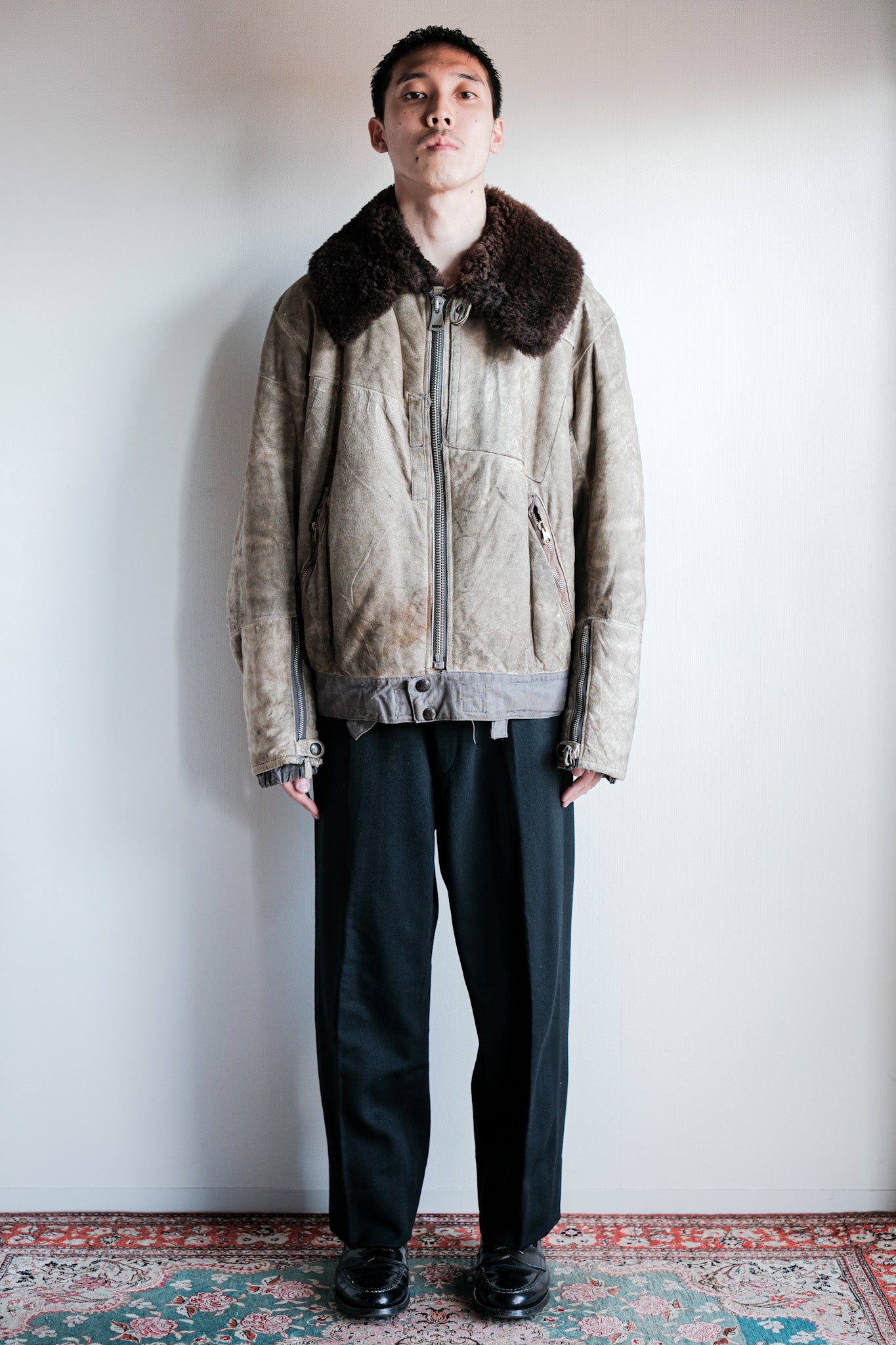 ［~40's］WWⅡ German Air Force Winter Sheepskin Flight Jacket "Luftwaffe" "Unusual Pocket"