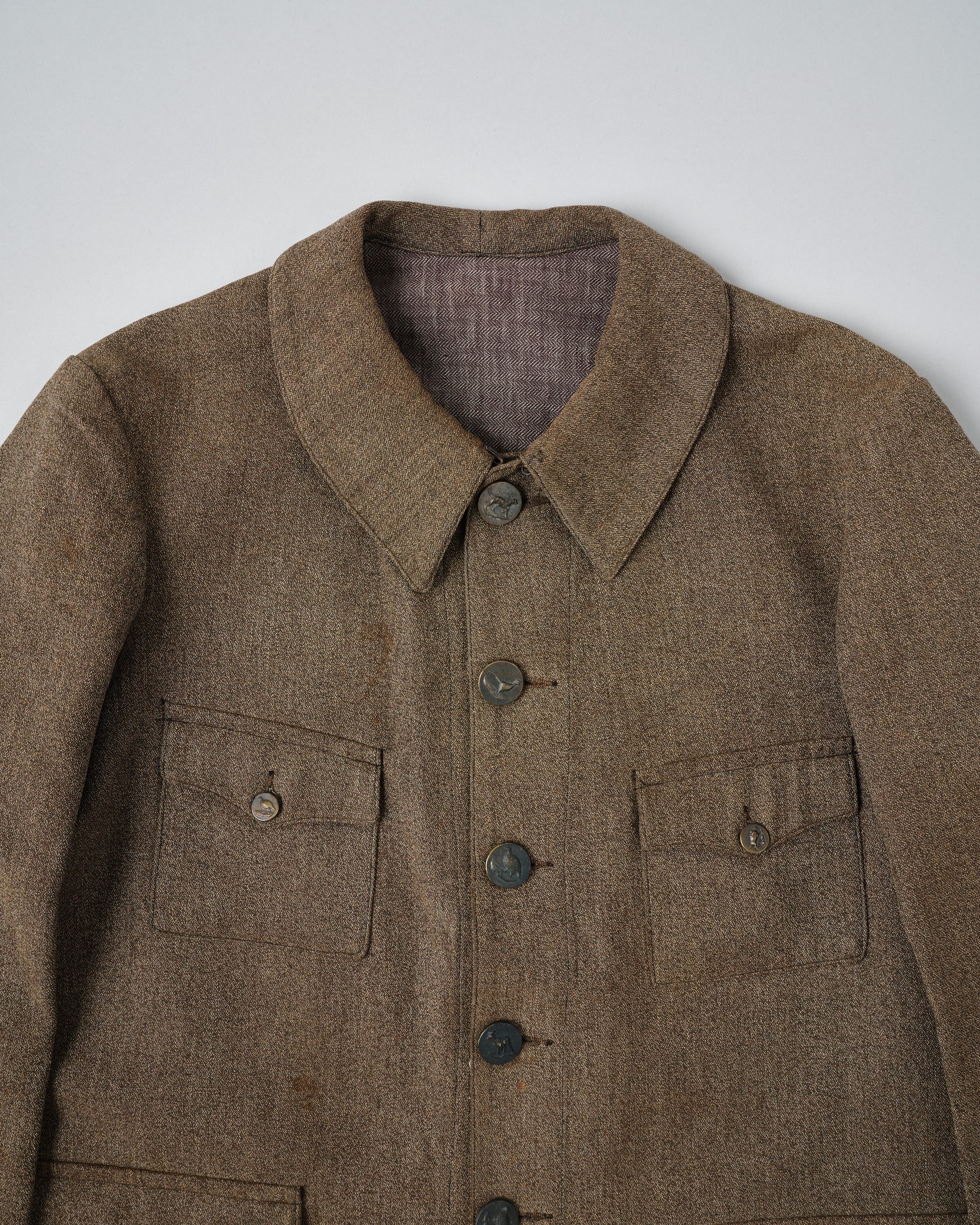 ［~30’s］French Vintage Brown Chambray Hunting Jacket