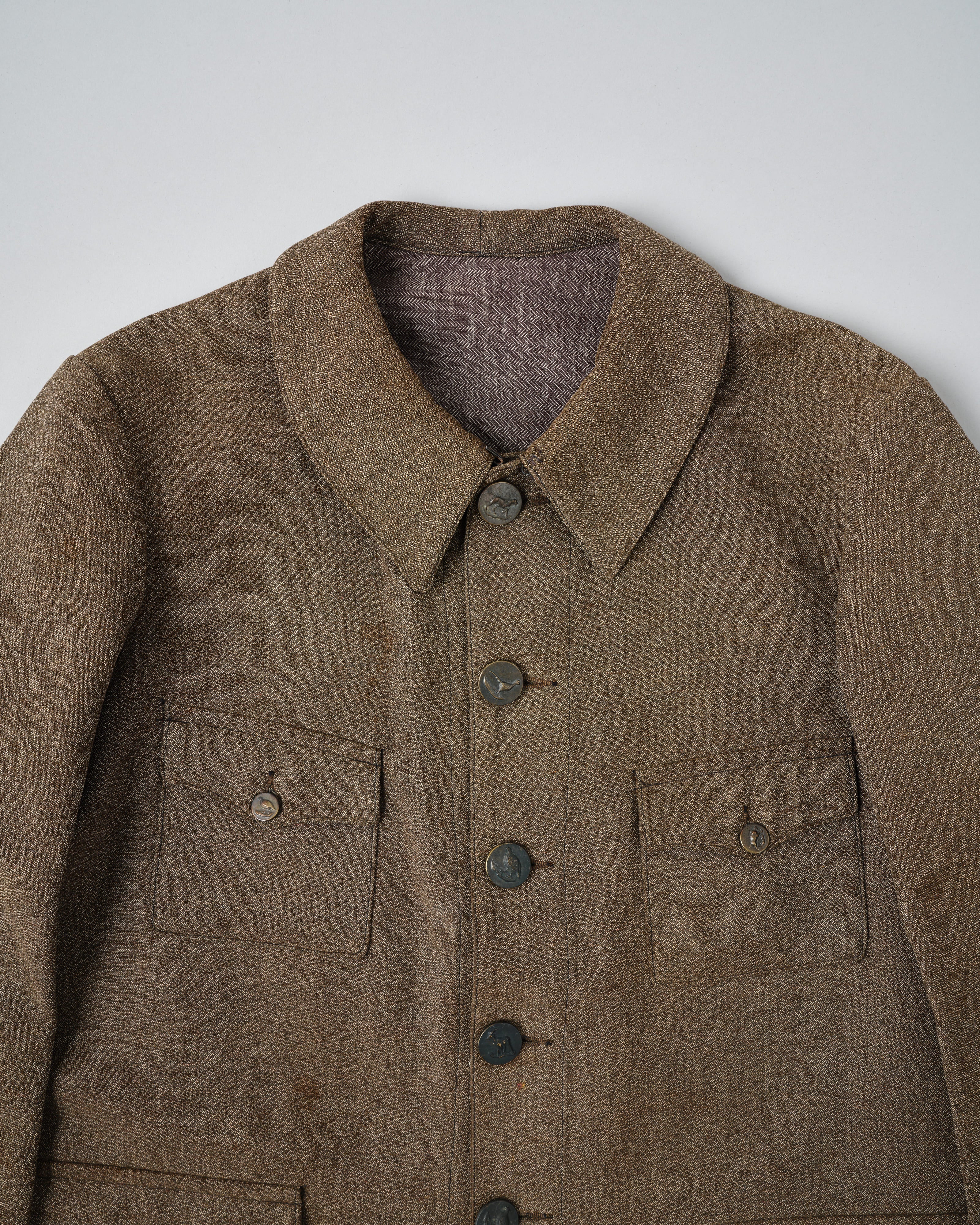 【~30’s】French Vintage Brown Chambray Hunting Jacket