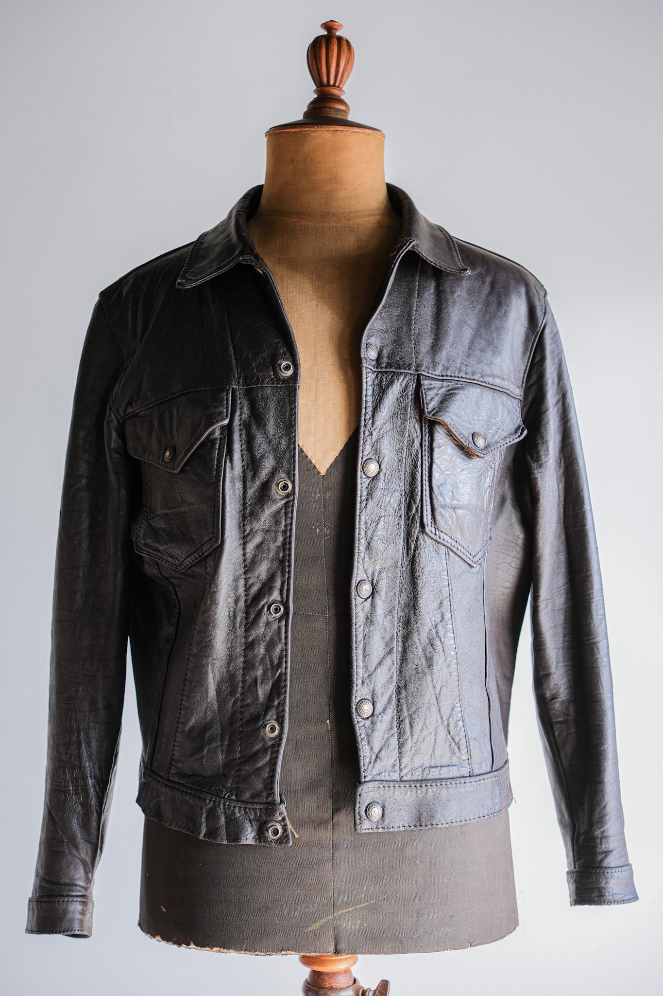 [~ 50's] Veste de camion en cuir de Levi's Vintage "Big E" "Corne courte"