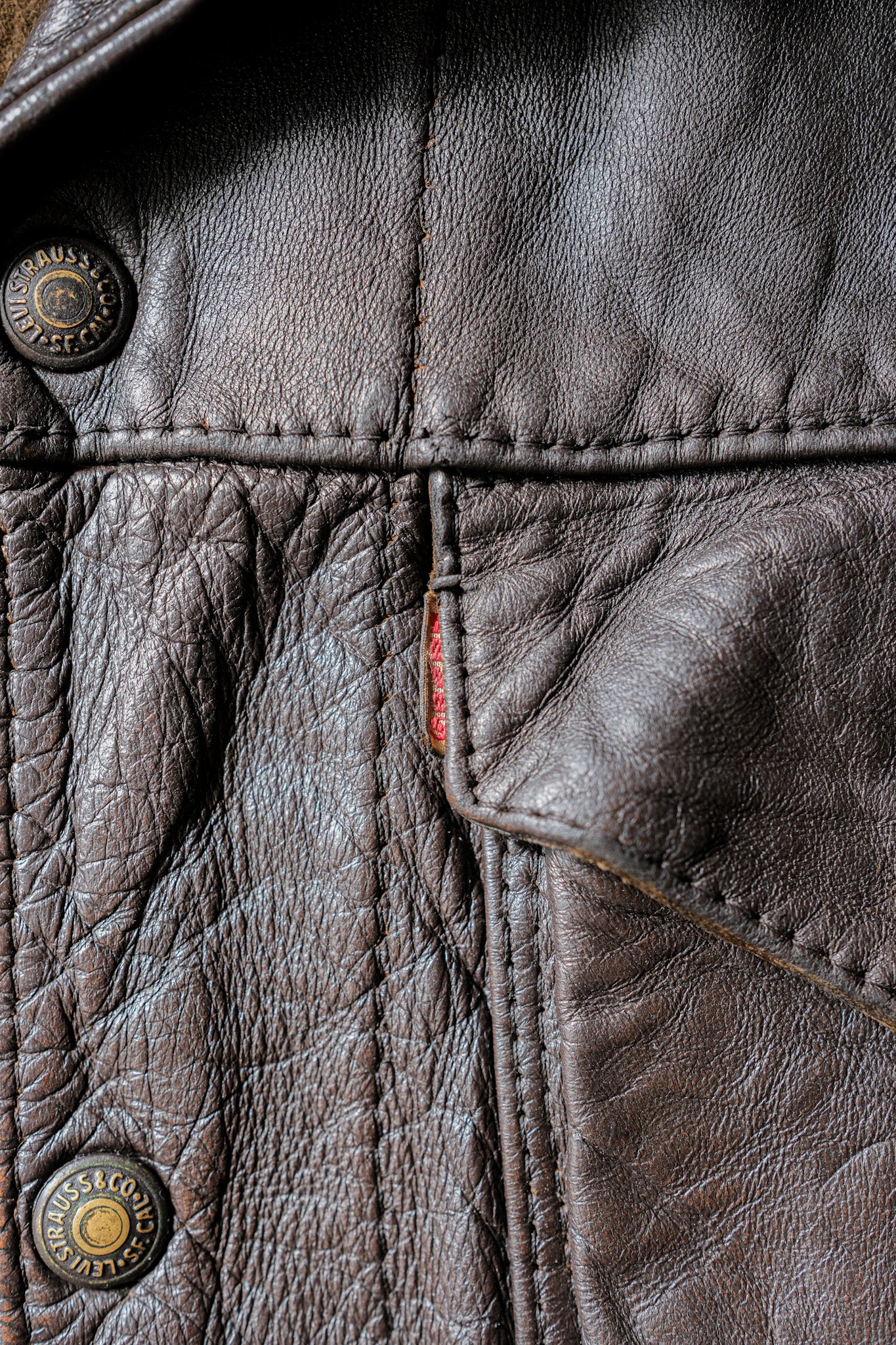 【~50’s】Vintage Levi’s Leather Trucker Jacket "Big E" "Short Horn"