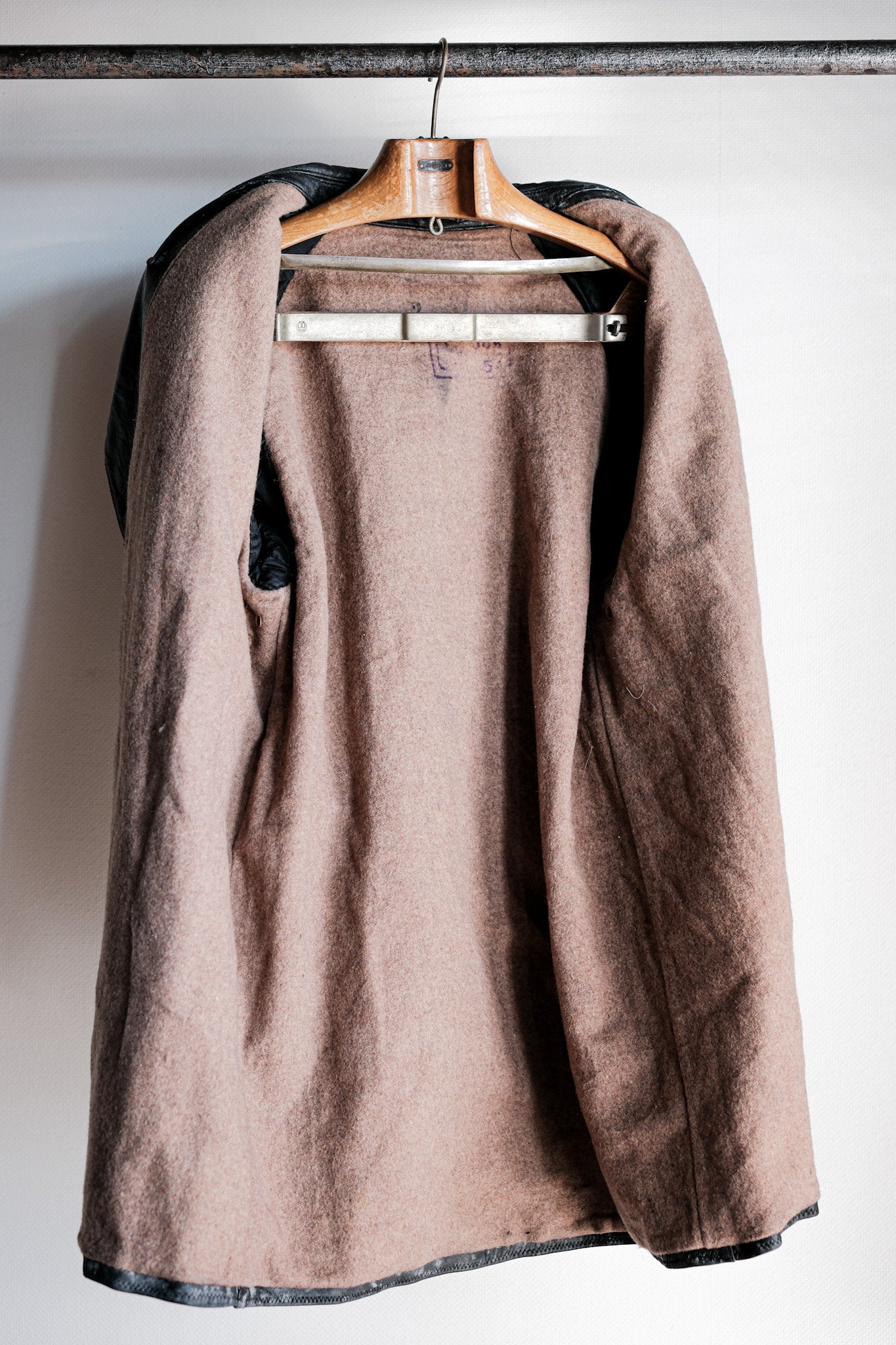 ［~50's］Italian Army Police Double Breasted Leather Coat Size.2 "Carabinieri"