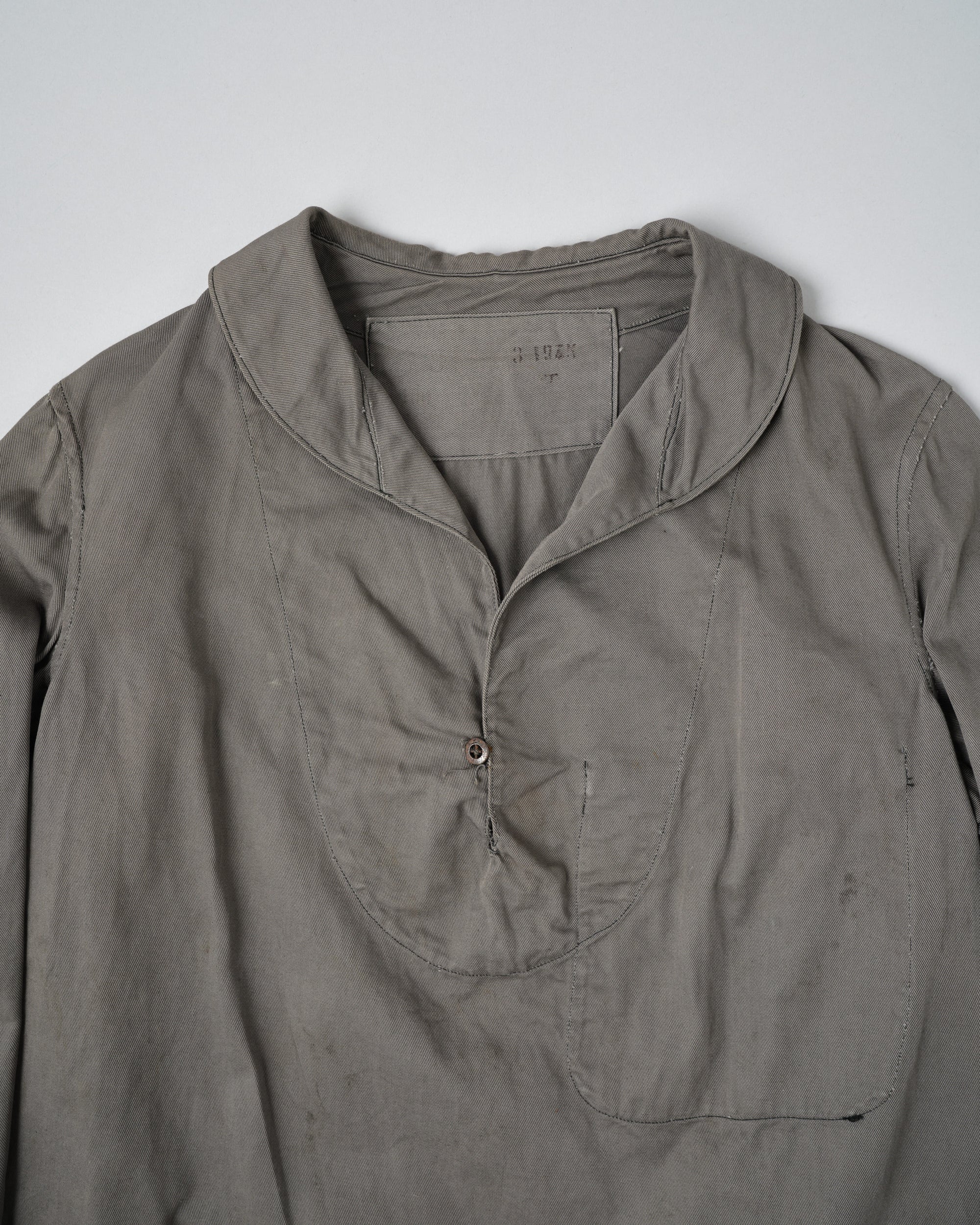 ［~30's］French Navy Gray Cotton Twill Sailor Work Smock "Overdyed" "Marine Nationale"