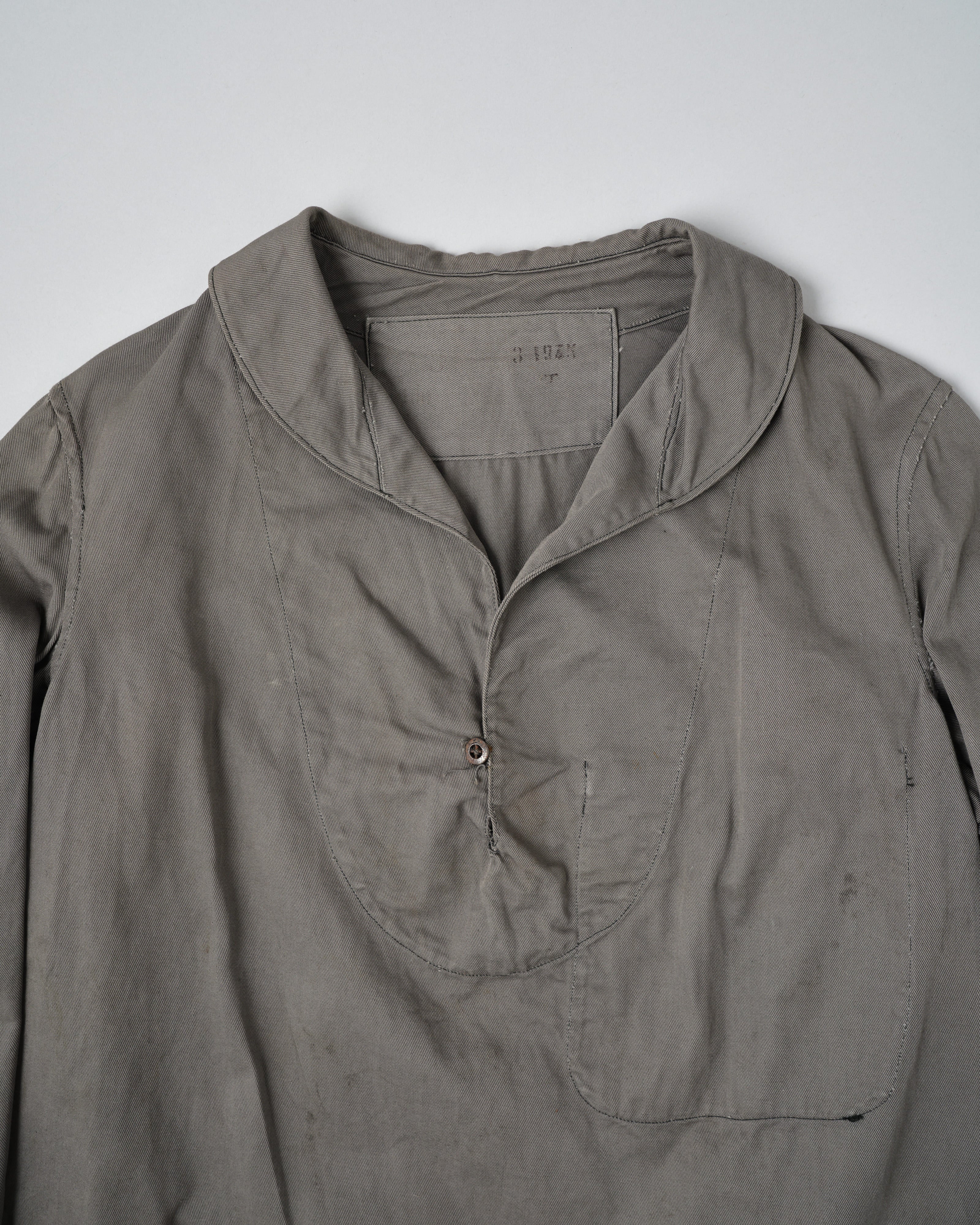 【~30's】French Navy Gray Cotton Twill Sailor Work Smock "Overdyed" "Marine Nationale"