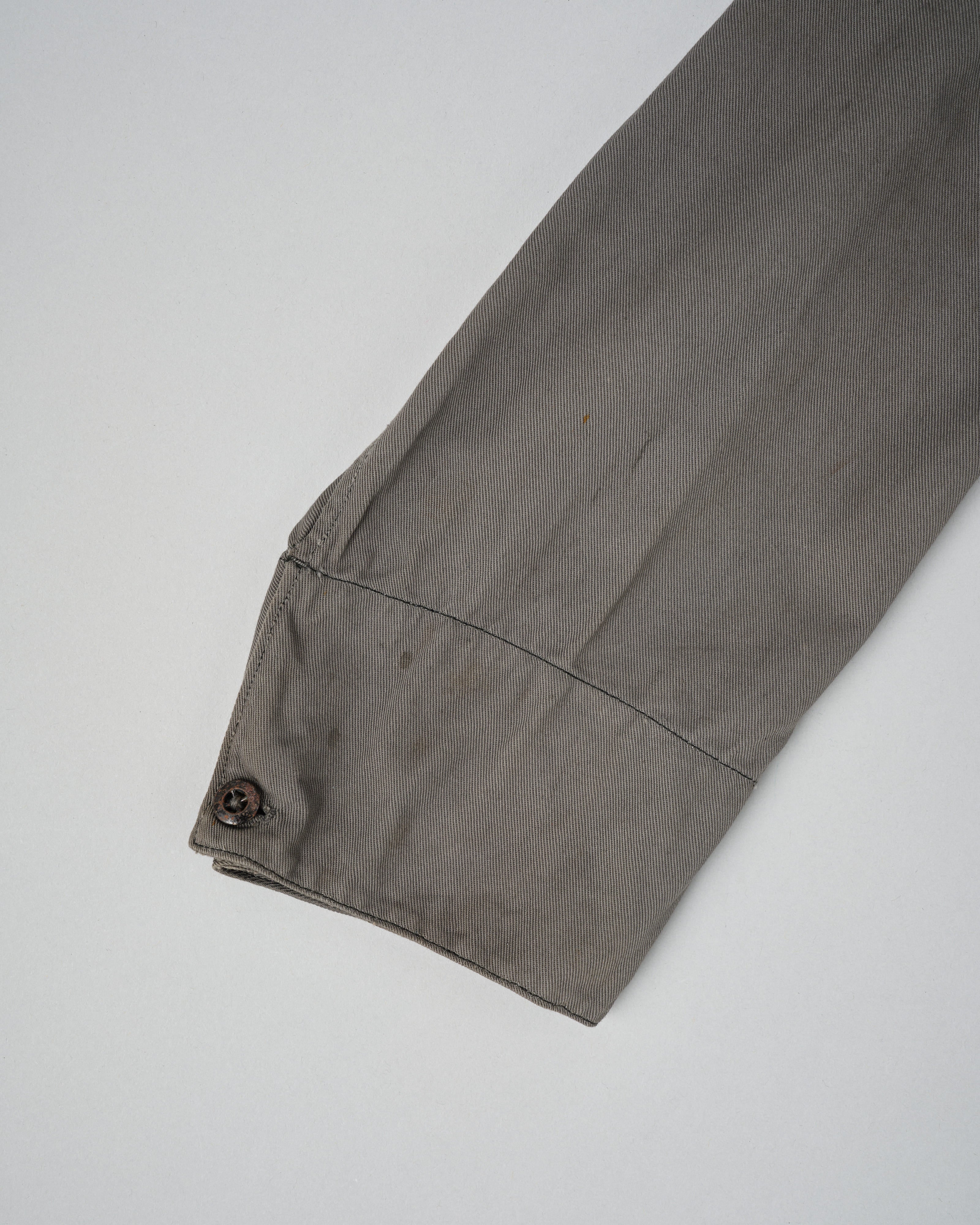 【~30's】French Navy Gray Cotton Twill Sailor Work Smock "Overdyed" "Marine Nationale"