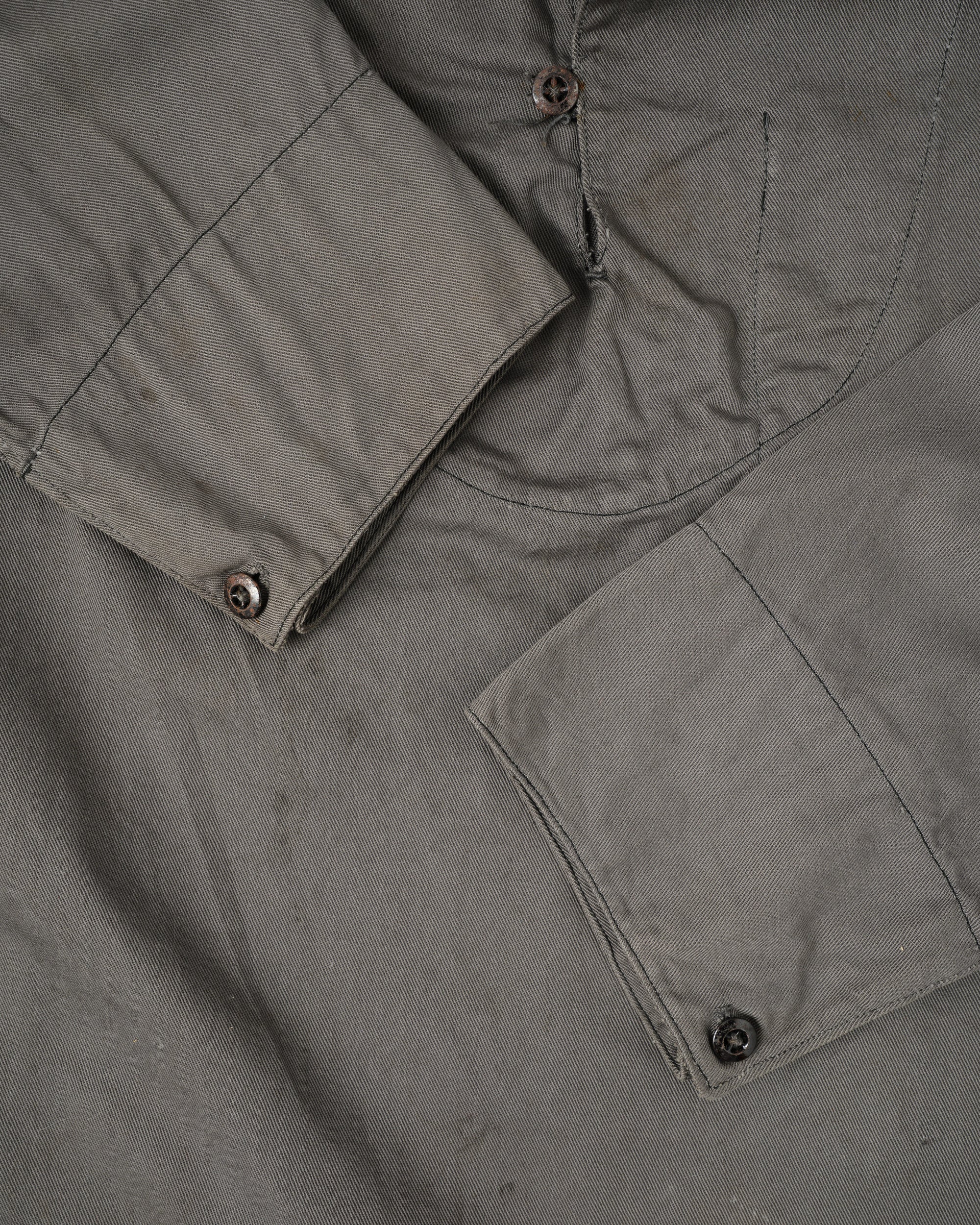 ［~30's］French Navy Gray Cotton Twill Sailor Work Smock "Overdyed" "Marine Nationale"
