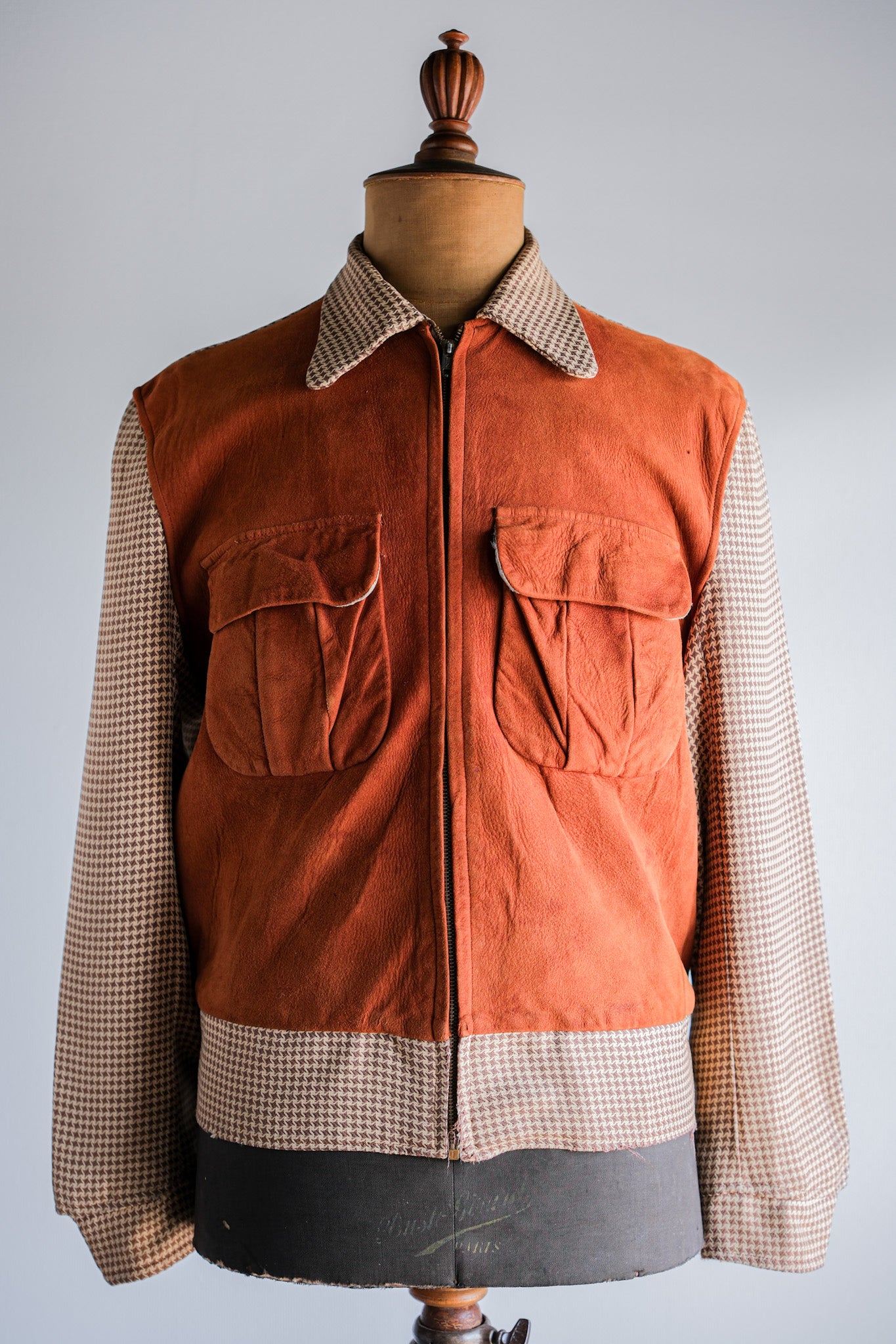 ［~50's］American Vintage 2 Tone Houndstooth Rayon Jacket