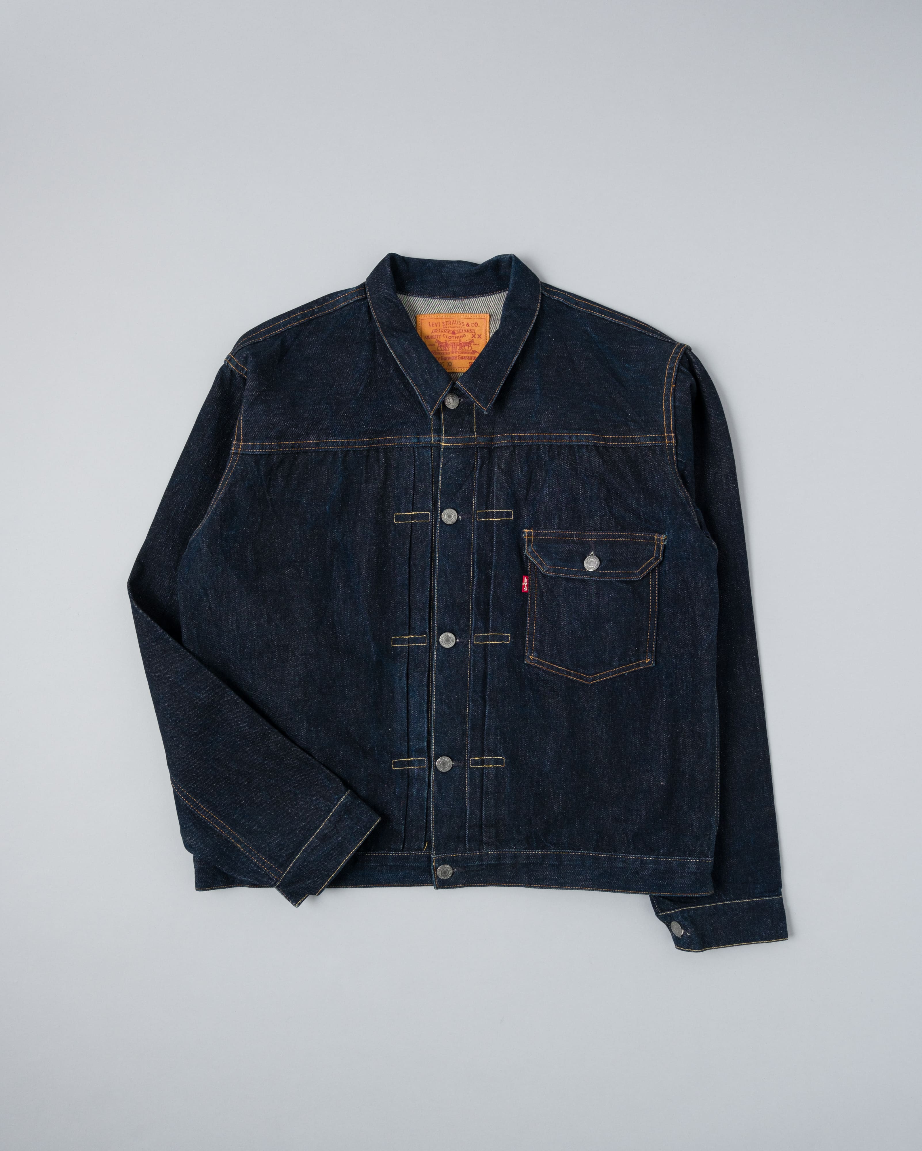 [~ 90's] ขนาดแจ็คเก็ตยีนส์ 506xx ของ Vintage Levi ขนาด 44 "ประเภทที่ 1" "Valencia Factory"