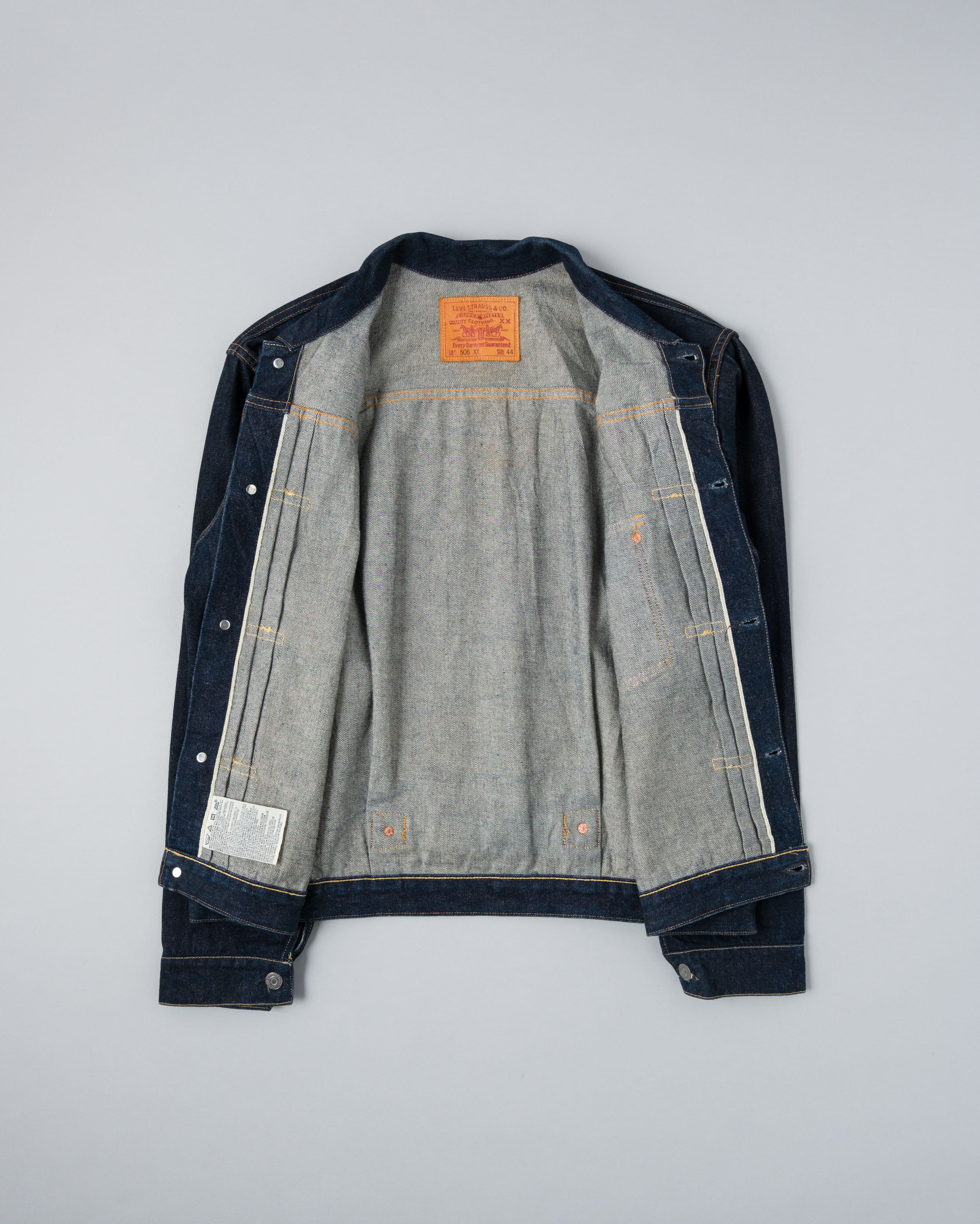 [~ 90's] ขนาดแจ็คเก็ตยีนส์ 506xx ของ Vintage Levi ขนาด 44 "ประเภทที่ 1" "Valencia Factory"