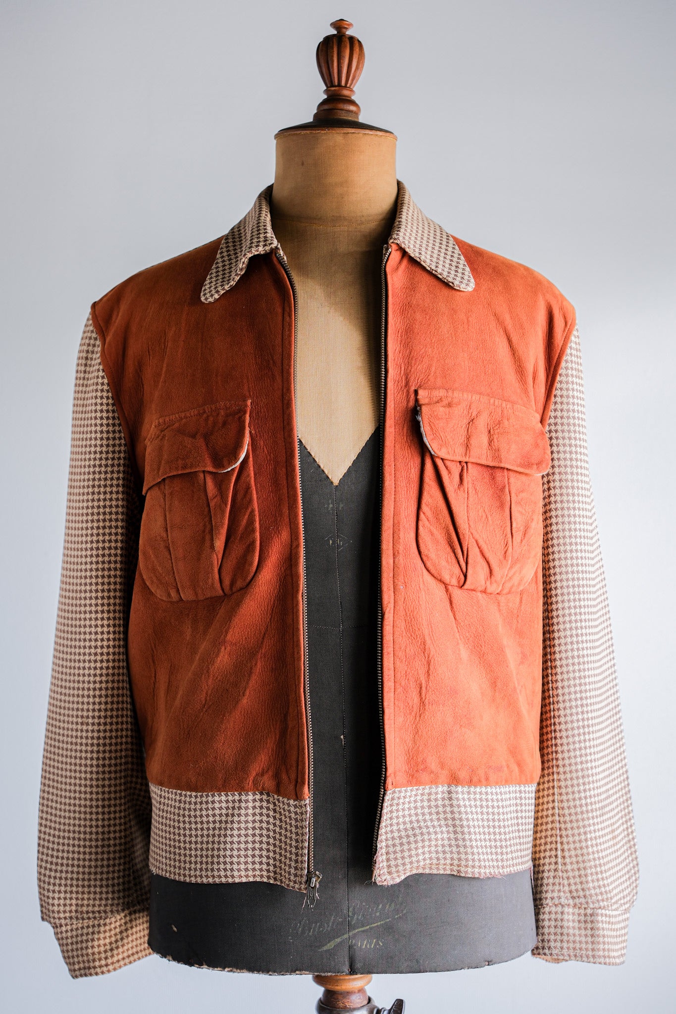 ［~50's］American Vintage 2 Tone Houndstooth Rayon Jacket