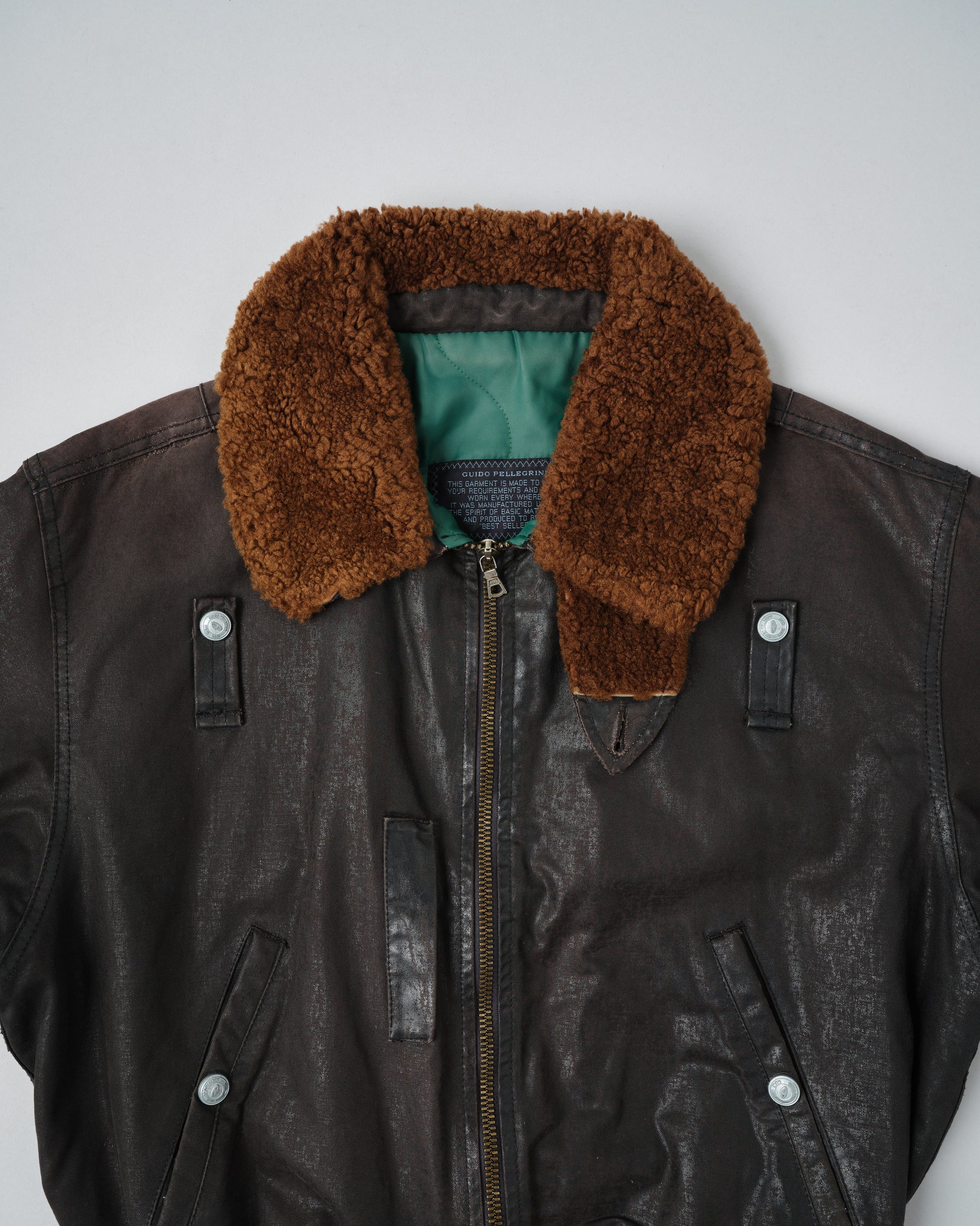 ［~80’s］Old GUIDO PELLEGRINI Cotton Polyurethane Flight Type Blouson Size.42