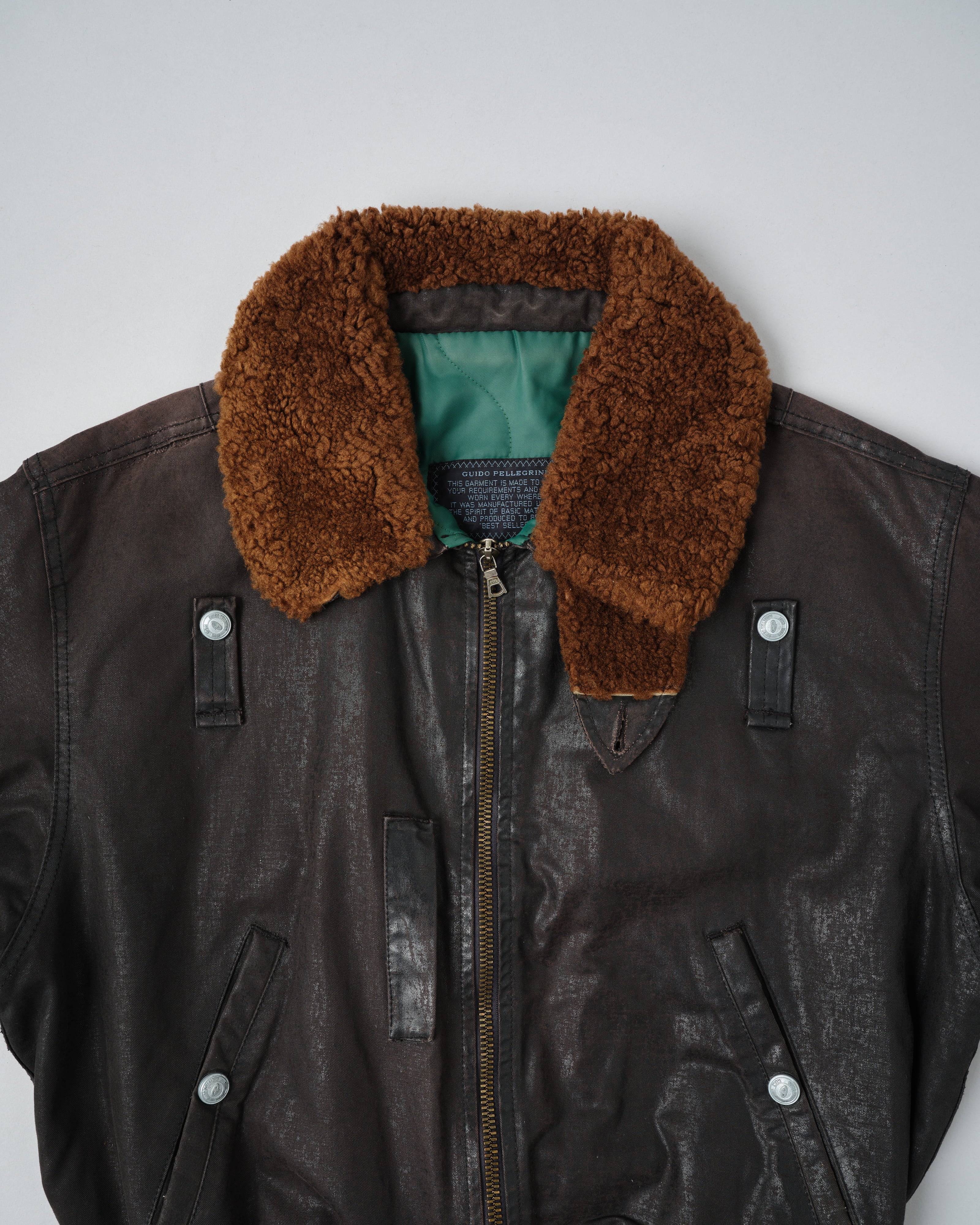 【~80’s】Old GUIDO PELLEGRINI Cotton Polyurethane Flight Type Blouson Size.42