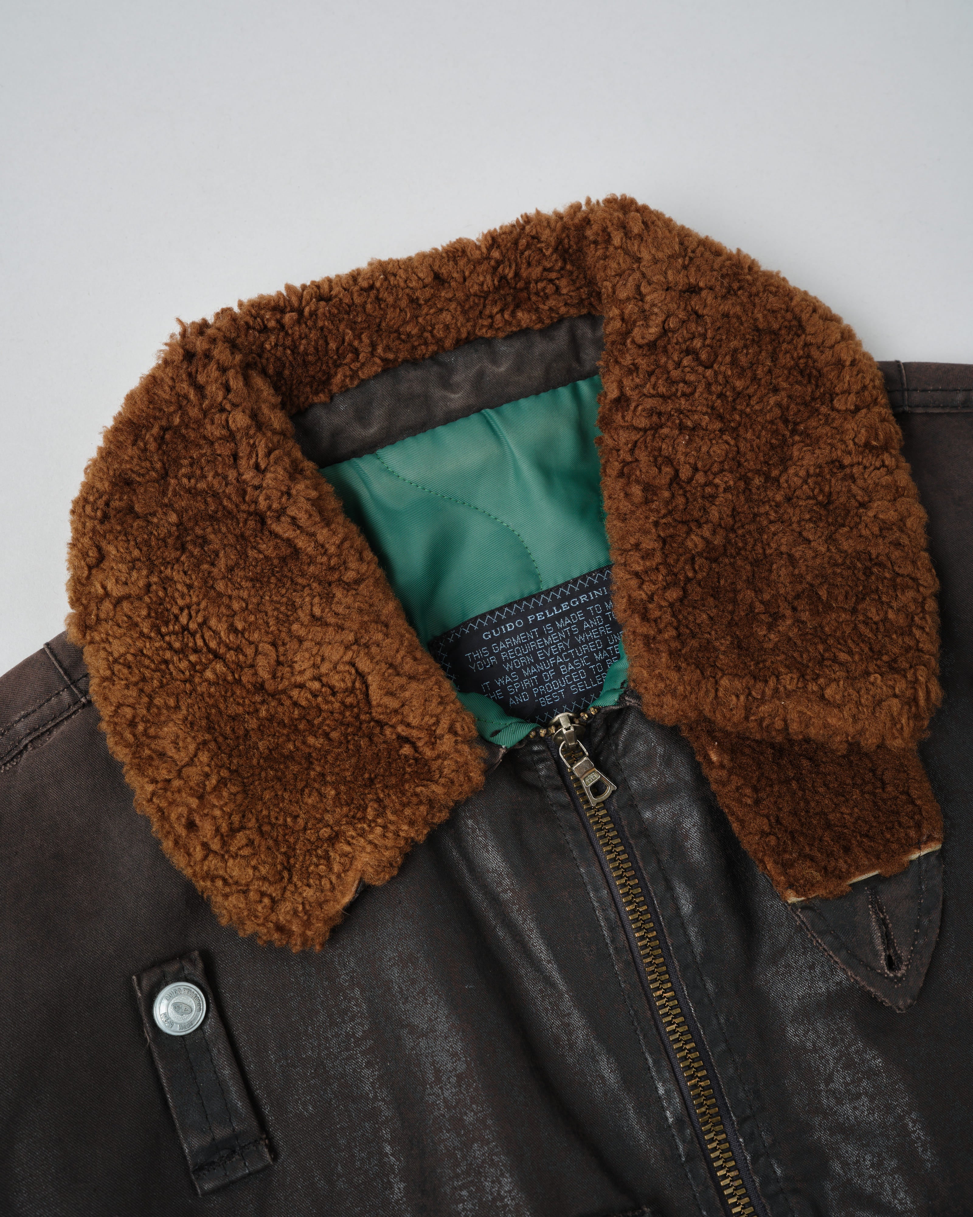 【~80’s】Old GUIDO PELLEGRINI Cotton Polyurethane Flight Type Blouson Size.42