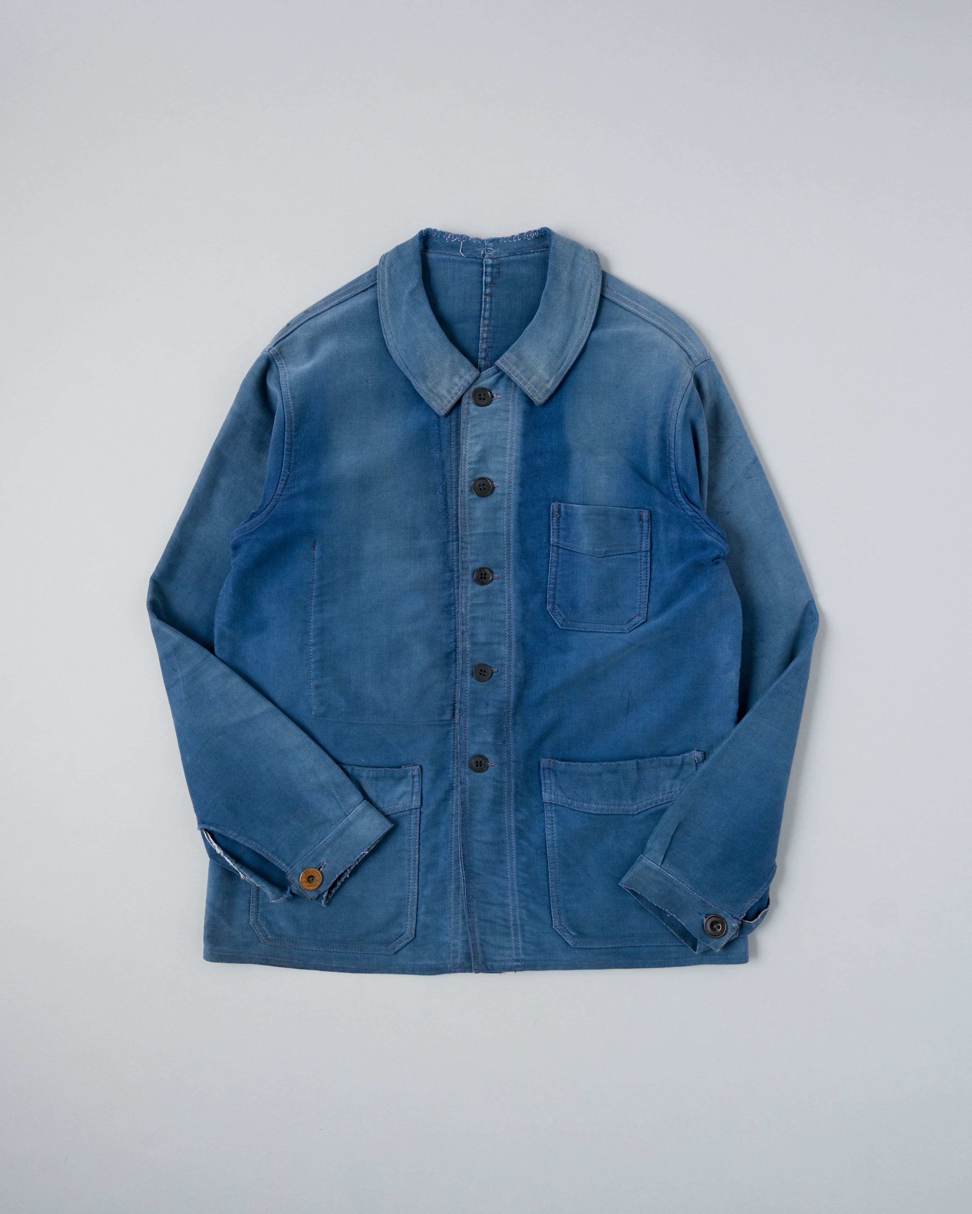 【~50’s】French Vintage Blue Moleskin Work Jacket "Le Mont St Michel"