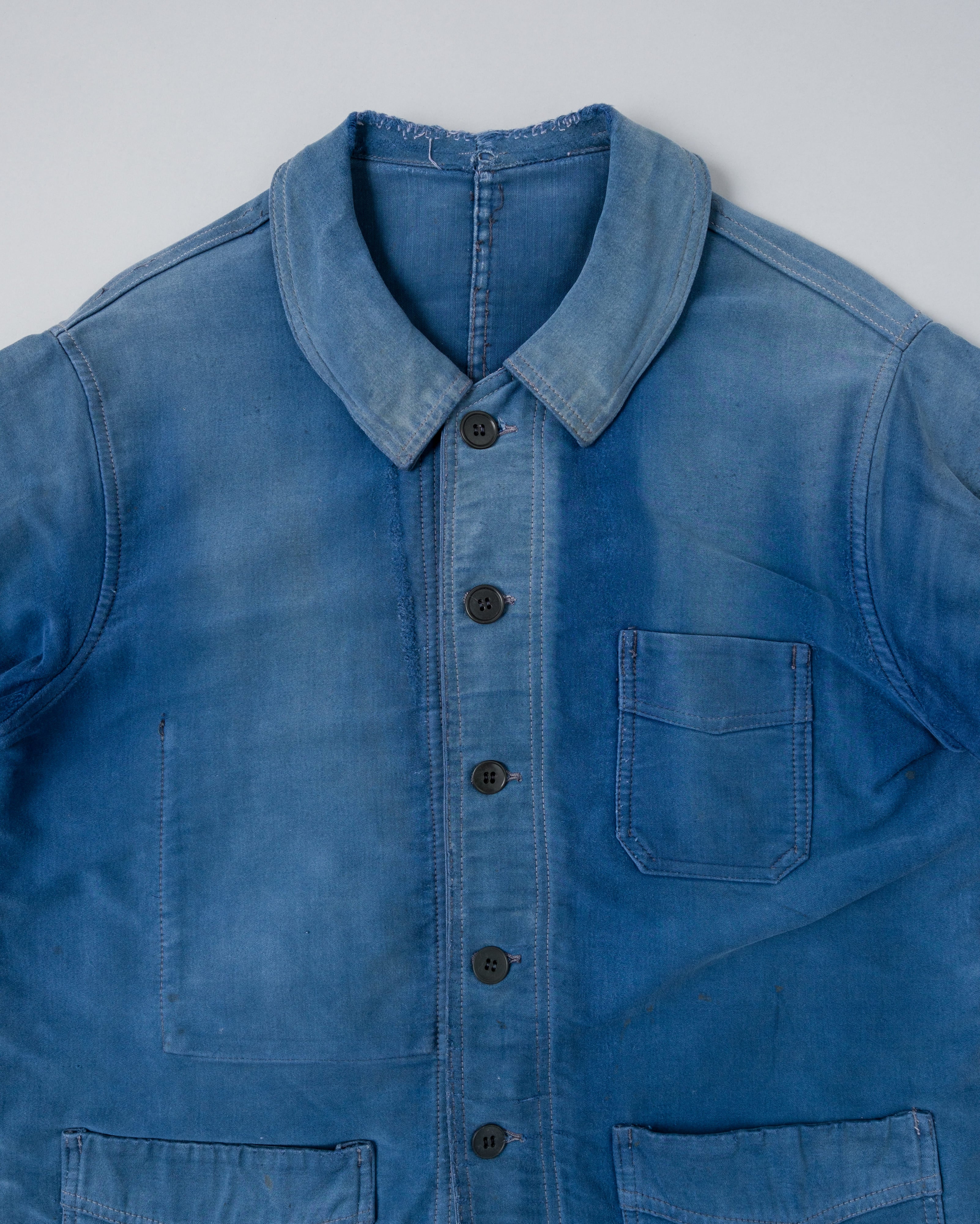 【~50’s】French Vintage Blue Moleskin Work Jacket "Le Mont St Michel"