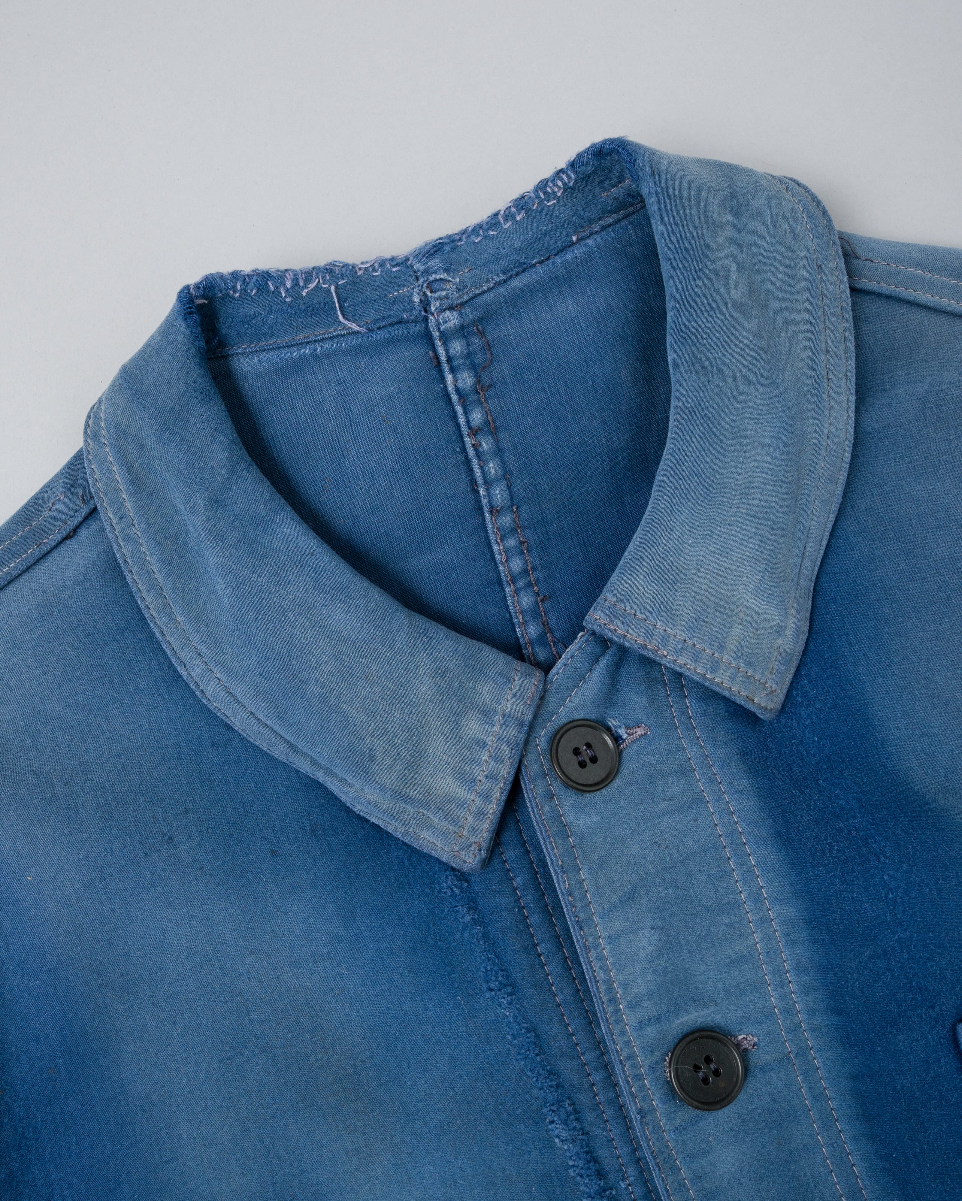 【~50’s】French Vintage Blue Moleskin Work Jacket "Le Mont St Michel"