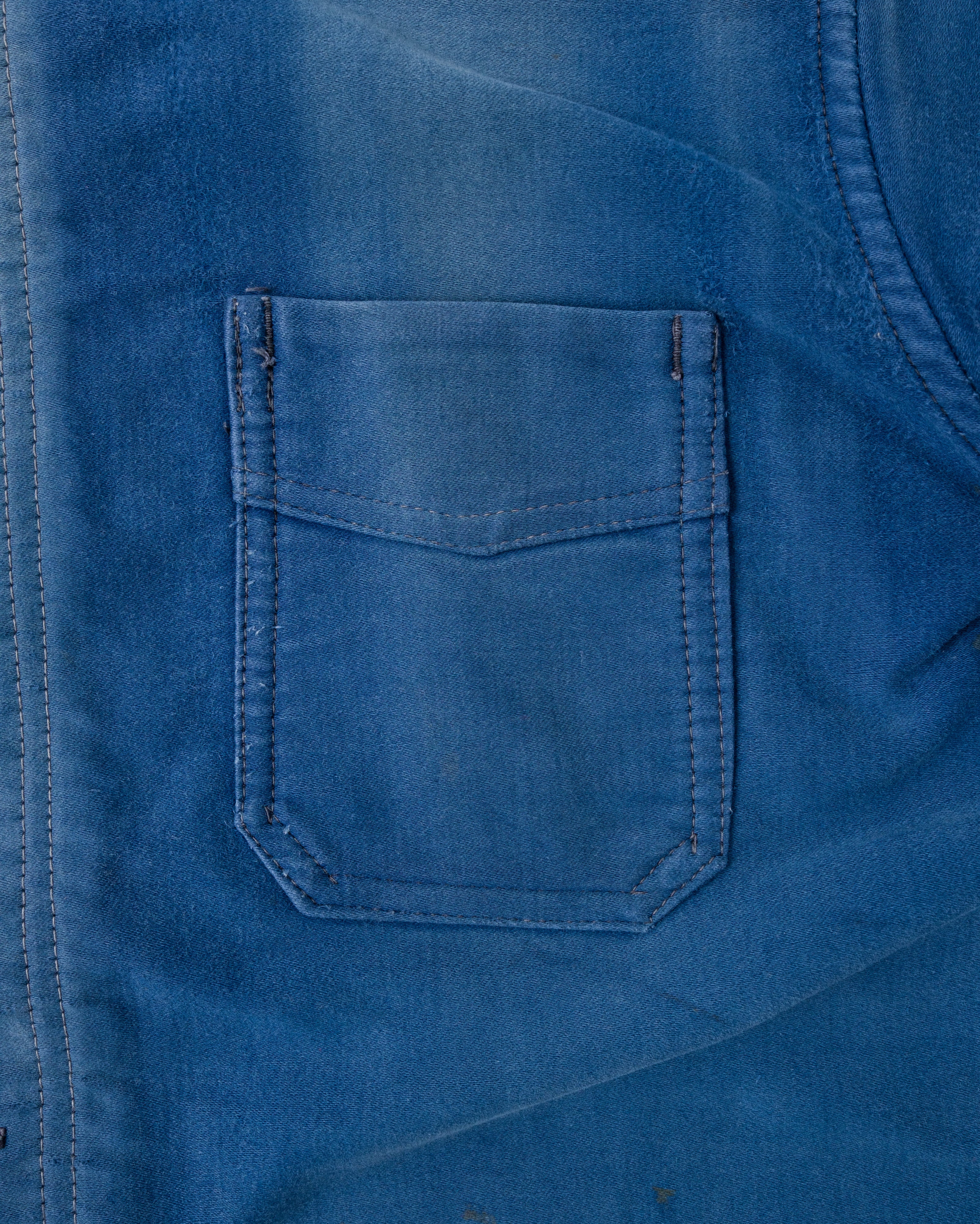 【~50’s】French Vintage Blue Moleskin Work Jacket "Le Mont St Michel"