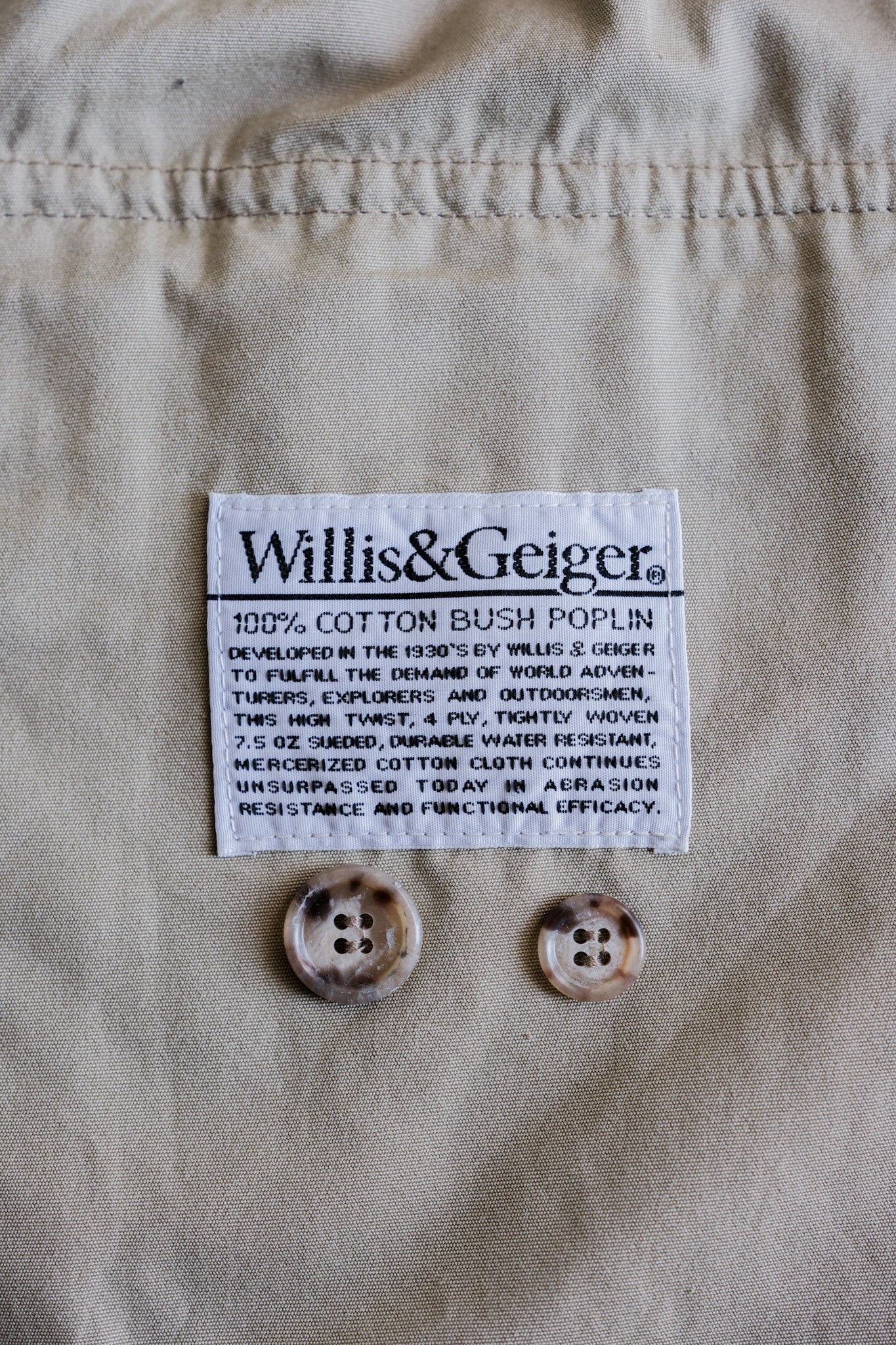 【~90's】Vintage Willis&Geiger Bush Poplin Hemingway Jacket Size.M "Made in U.S.A."