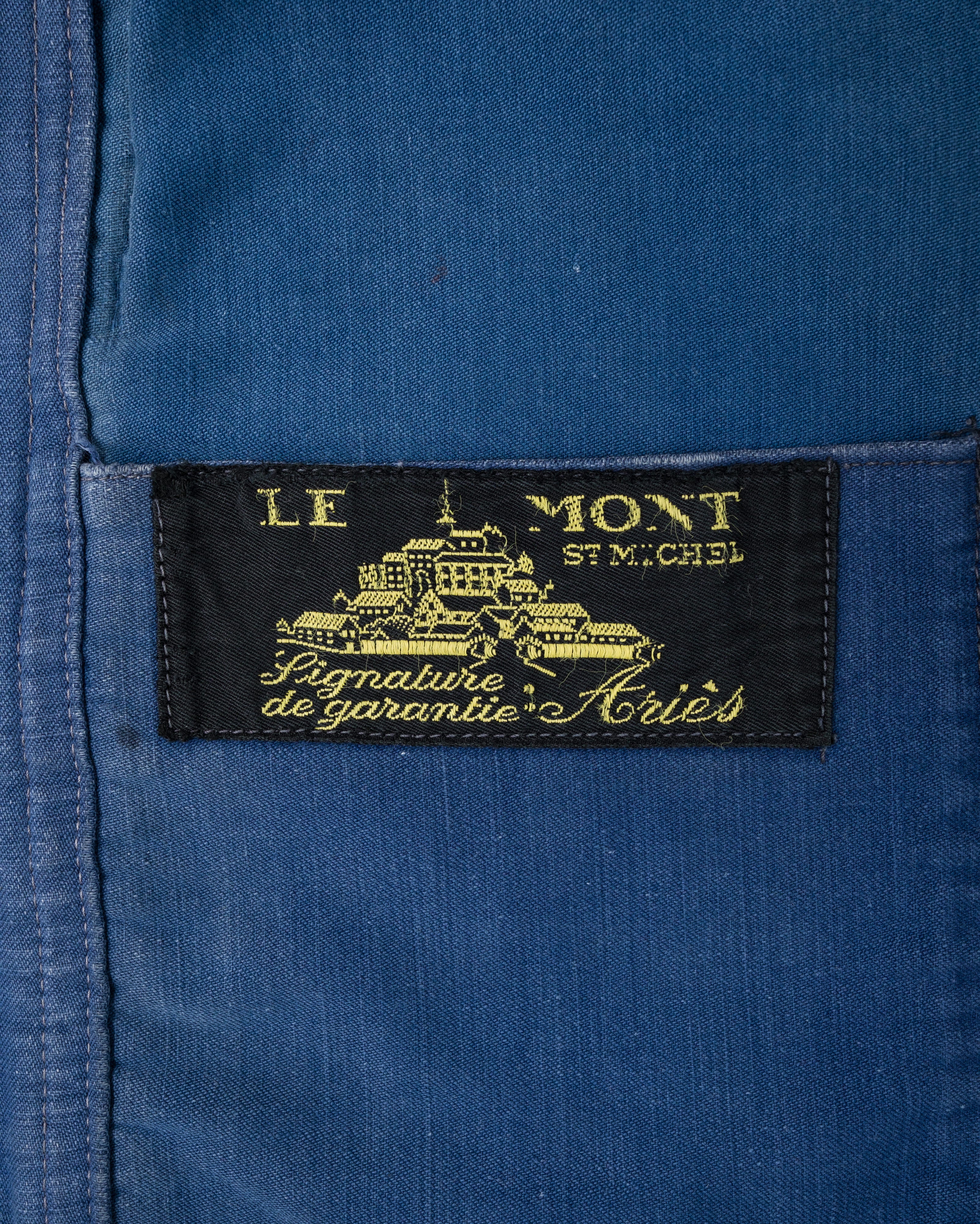 【~50’s】French Vintage Blue Moleskin Work Jacket "Le Mont St Michel"