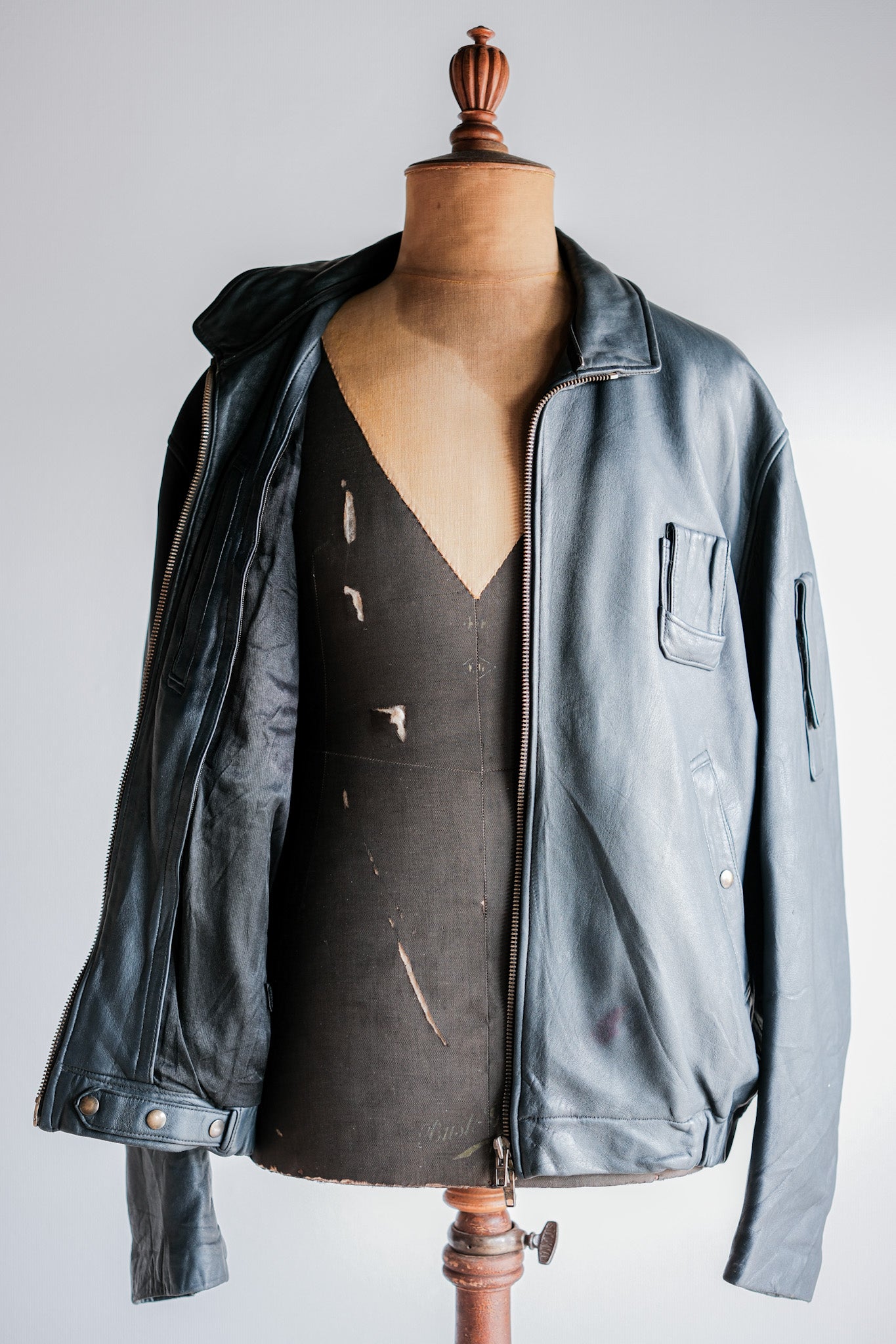 ［~70's］French Air Force Pilot Leather Jacket Size.104X