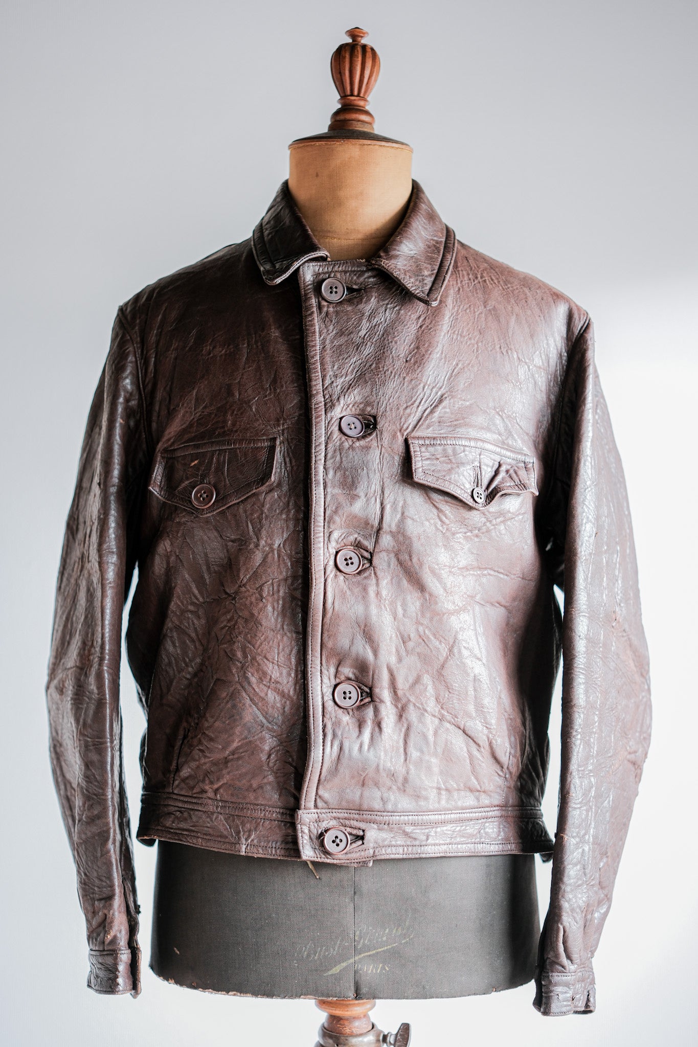 [~ 40's] WWⅱ French CJF Leather Cyclist Jacket