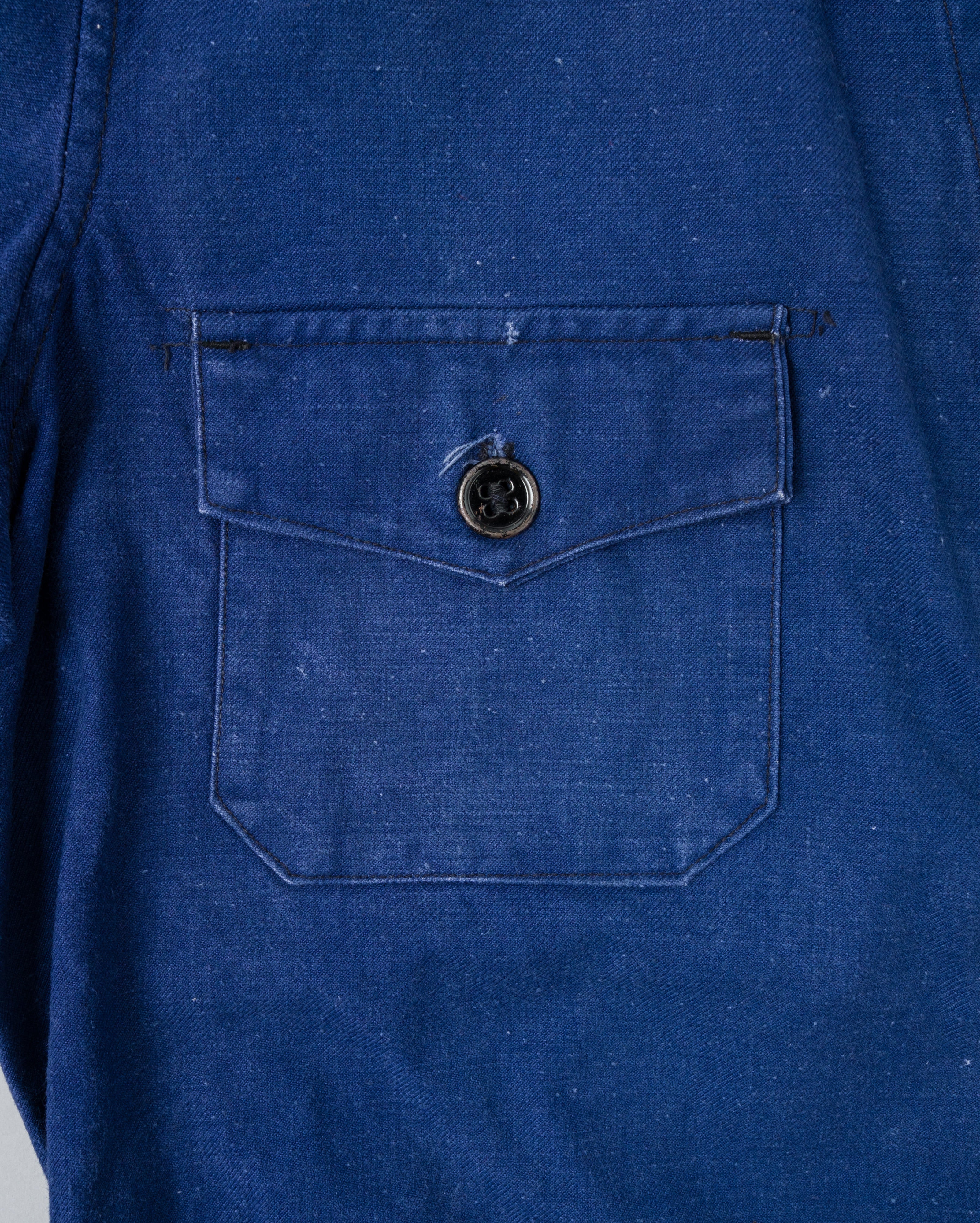 【~40's】French Vintage Deep Blue Cotton Twill Cyclist Jacket