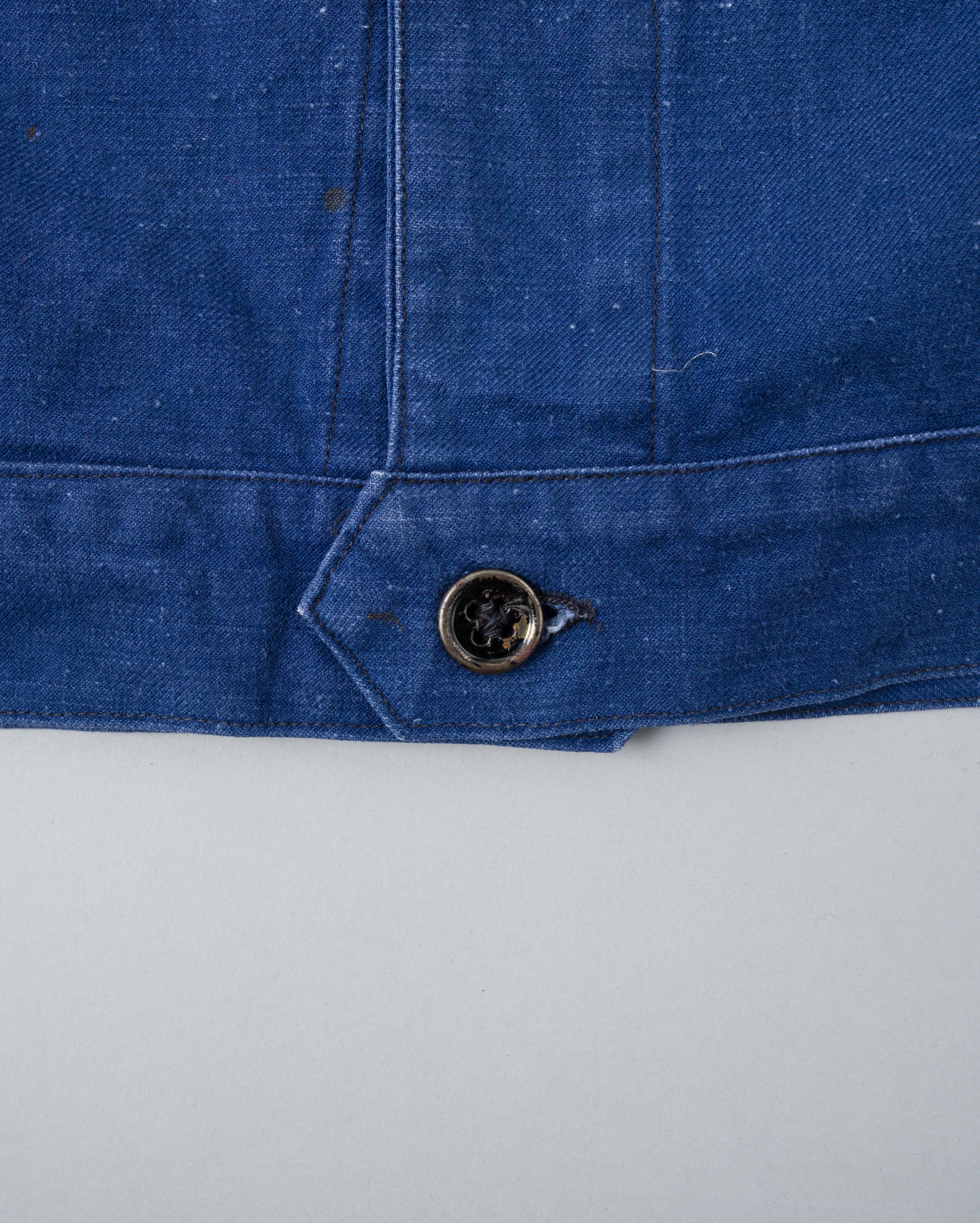 【~40's】French Vintage Deep Blue Cotton Twill Cyclist Jacket