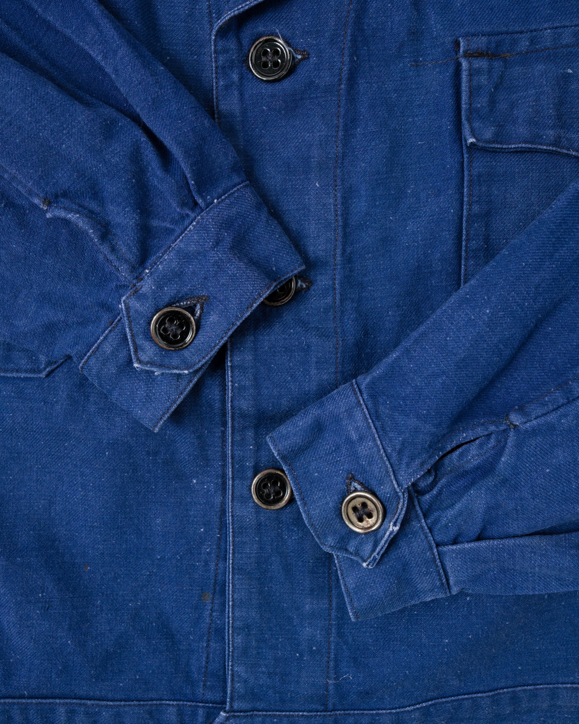 【~40's】French Vintage Deep Blue Cotton Twill Cyclist Jacket